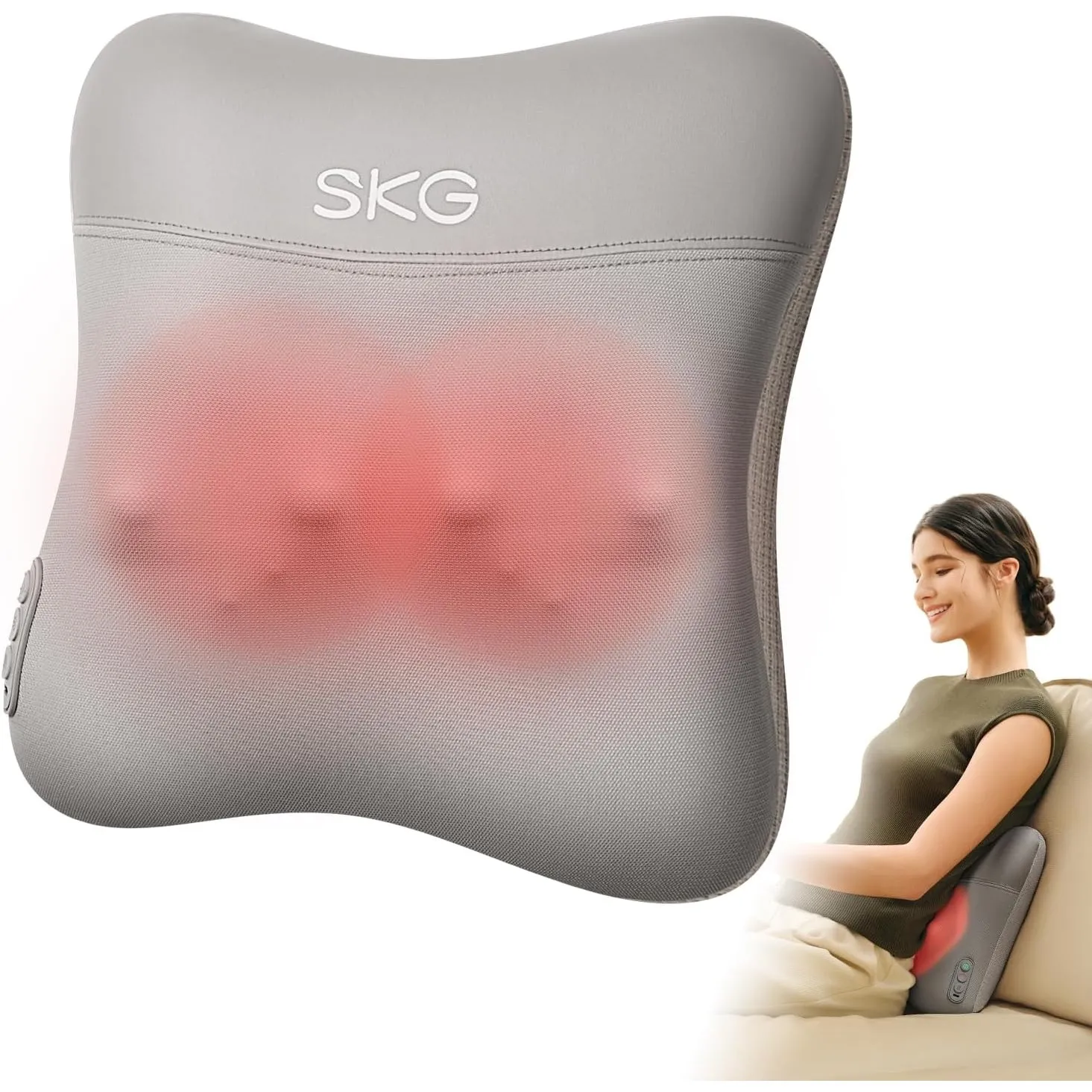 SKG Nacken- und Rückenmassagegerät mit Wärme, Shiatsu Massagekissen, VS500 | Tragbares Massagekissen Tiefengewebe-Massa…