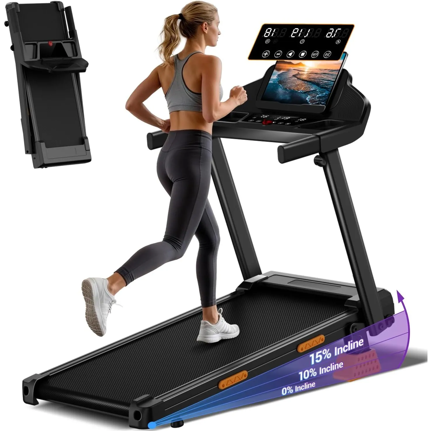 LONTEK Laufband für Zuhause Klappbar 15%