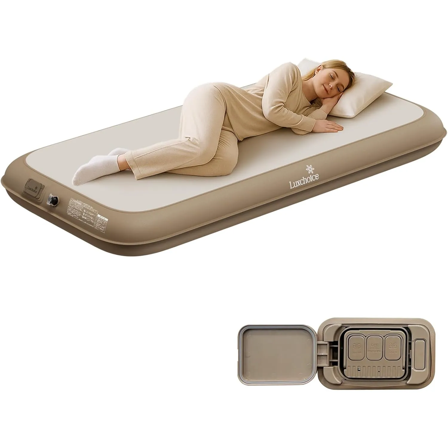Luxchoice Luftmatratze Selbstaufblasend 1 Person 200×100×20cm 500KG Max | Luftbett mit Akku Pumpe, Aufblasbare Matratze…