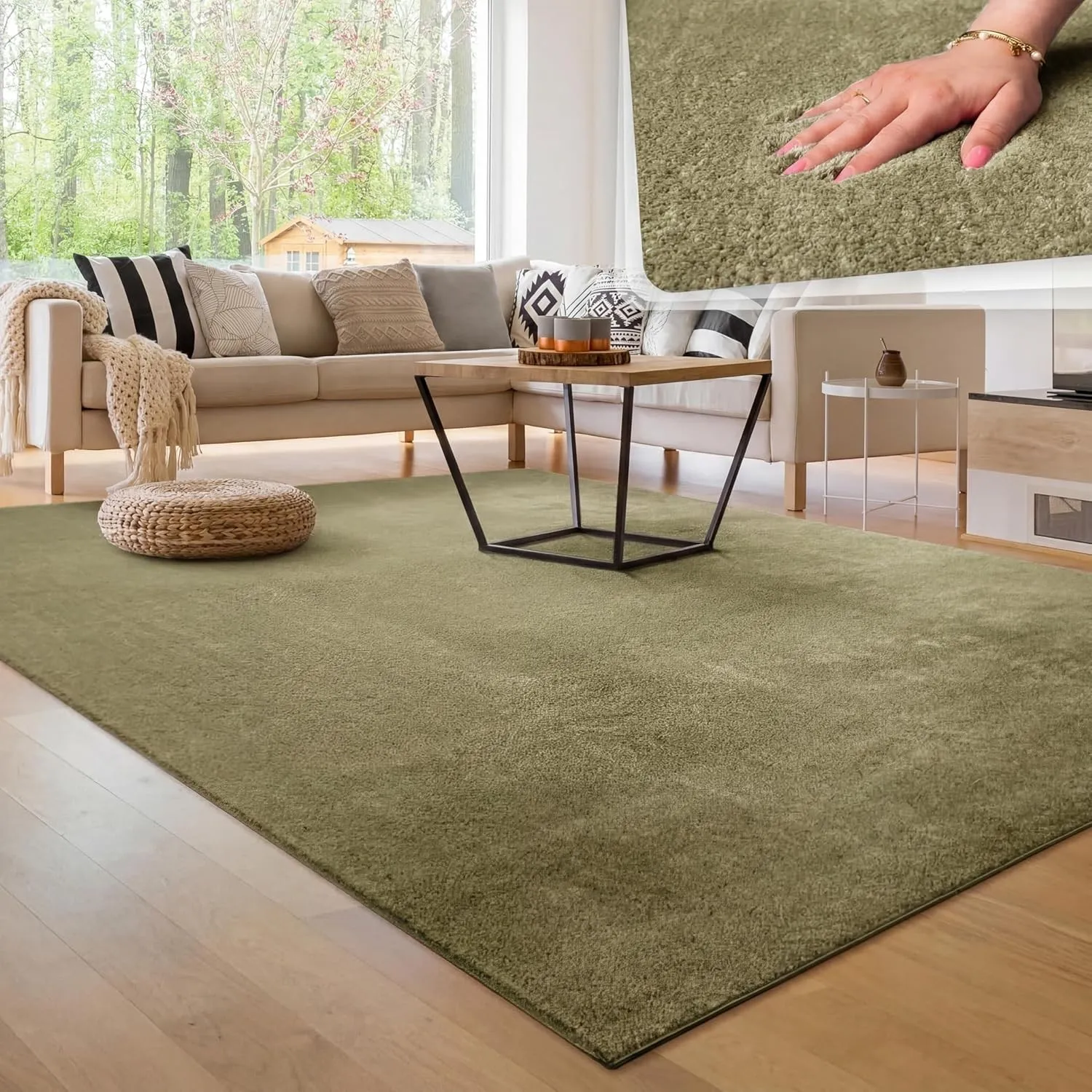 Paco Home Moderner Kuscheliger Wohnzimmer Teppich Kurzflor waschbar flauschig Weich Einfarbig Felloptik zeitlos stilvol…