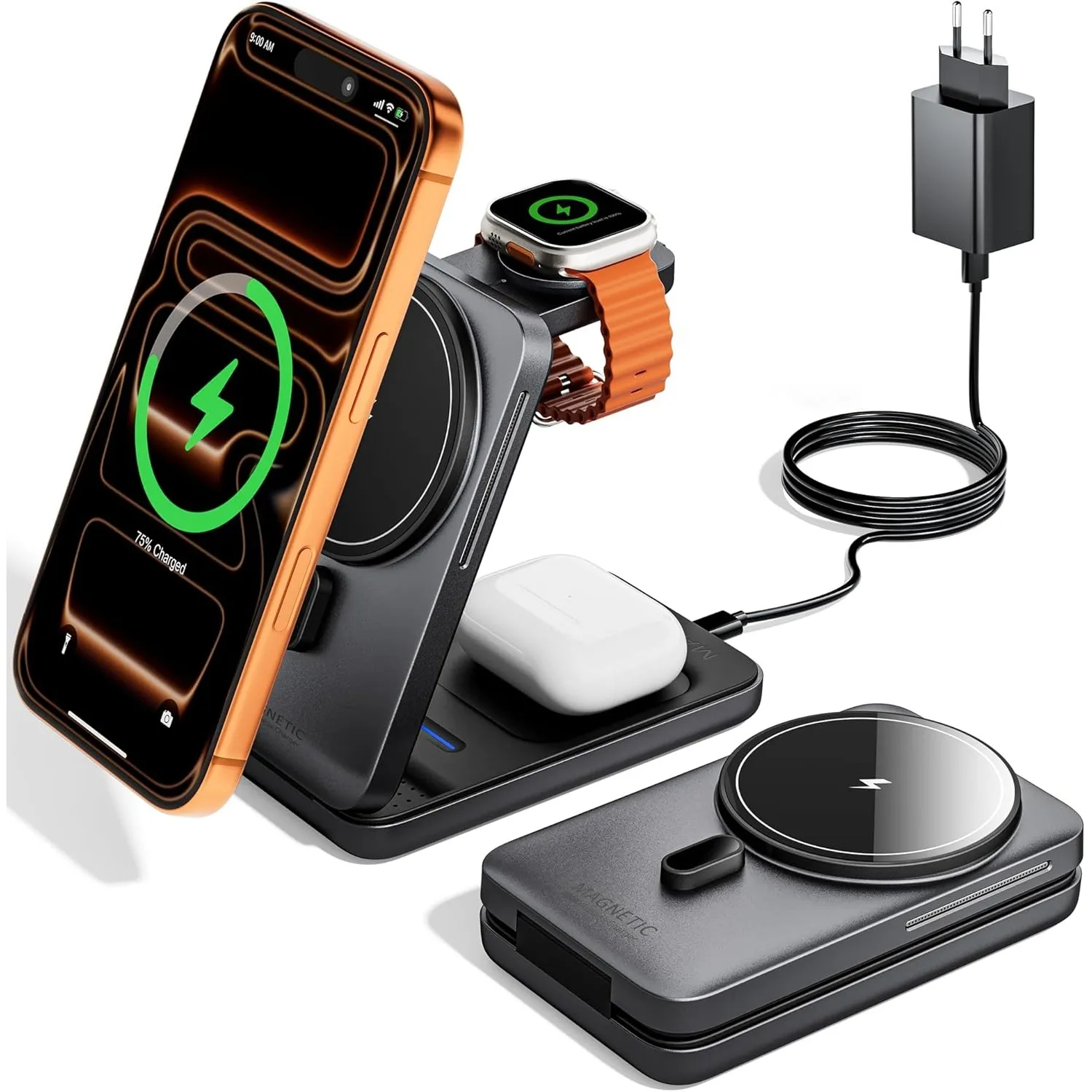 KPON 3-in-1 Magsafe Ladestation für Apple Watch und iPhone & Airpods