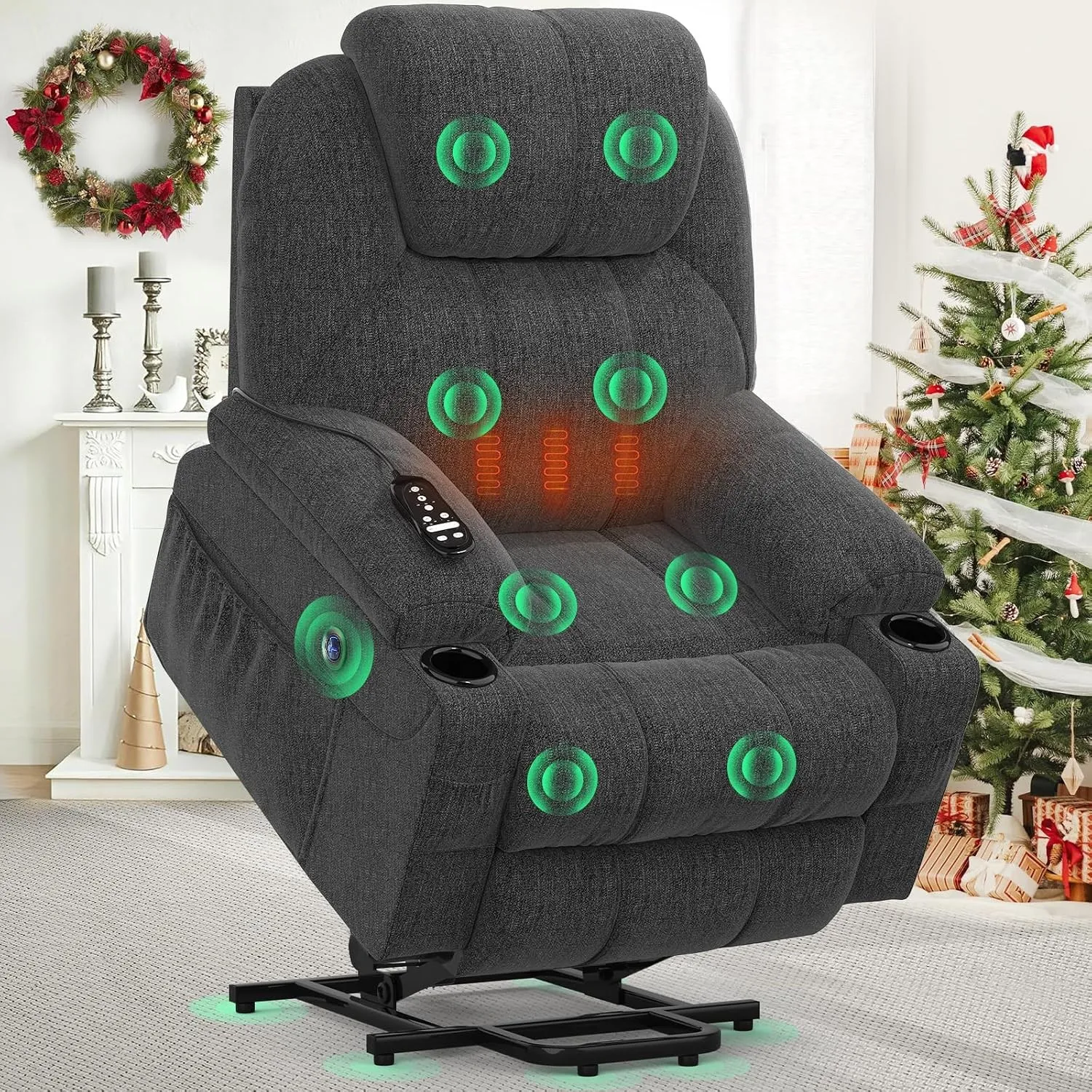 YONISEE Fernsehsessel Elektrisch Verstellbar, Aufstehhilfe Massagesessel mit Massage Wärmefunktion Seniorensessel, Rela…
