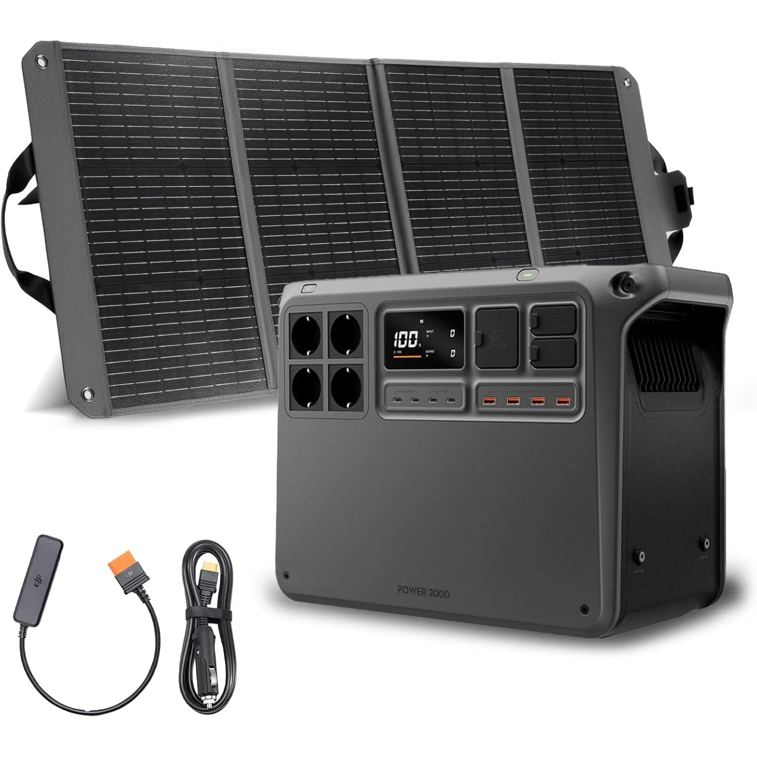 DJI Power 2000 Tragbare Powerstation 2048 Wh, 3000 W Solar Generator, LiFePO4 Akku, kompakte Größe, in 45 Min. von 0% a…