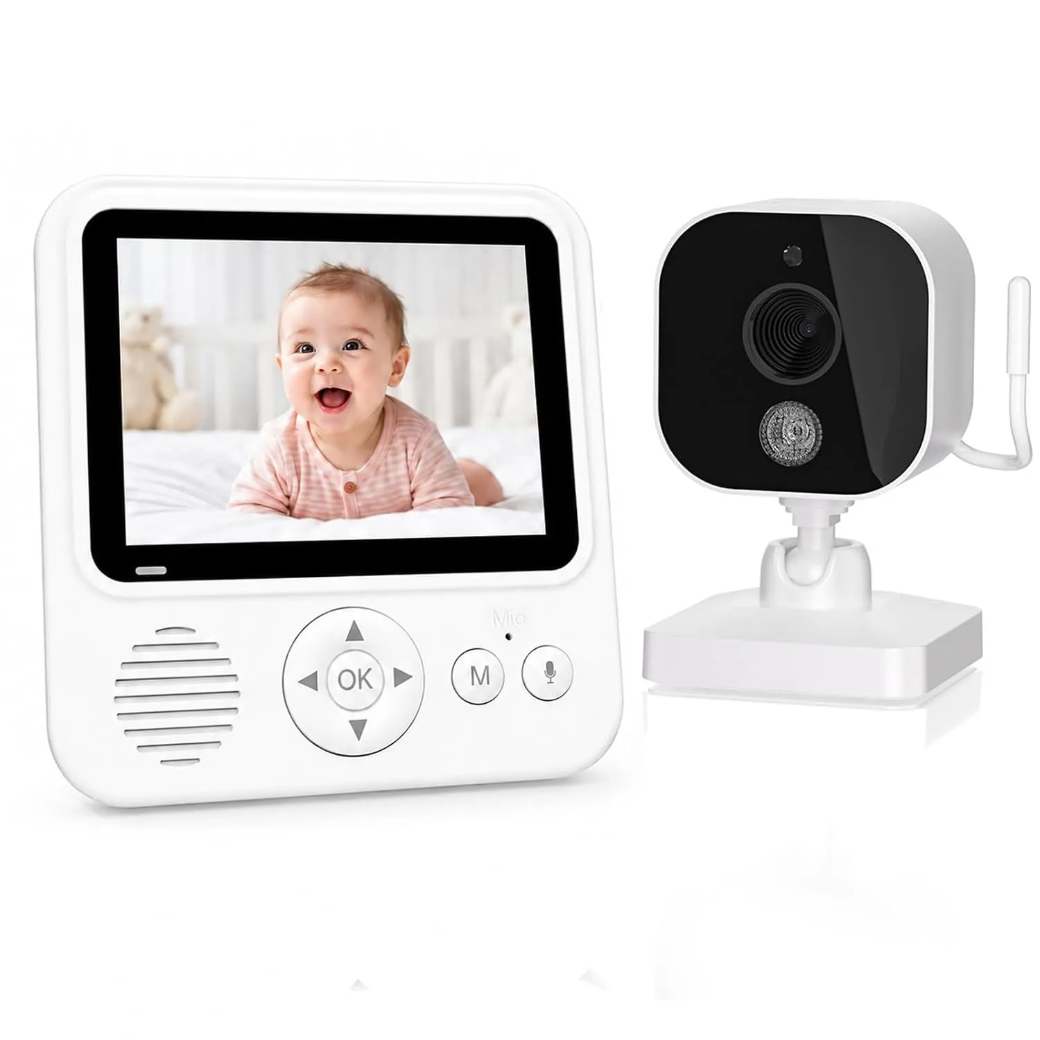 OBVHNUA Babyphone mit Kamera 720P IPS Video Babyphone ohne WLAN mit 2000mAh Akku Digitale Zoomfunktion Nachtsicht Tempe…