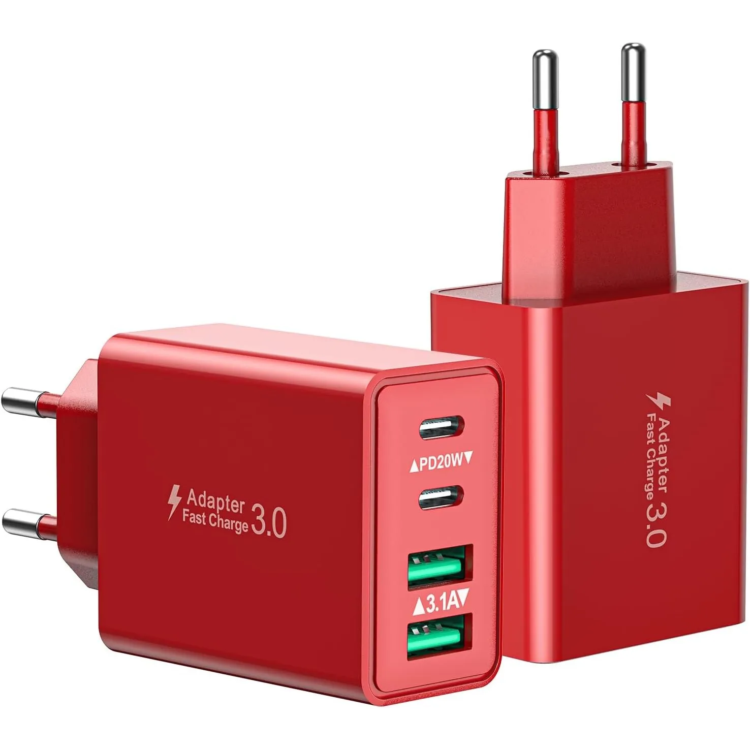2-Pack USB C Ladegerät, 40W 4-Ports USBC Stecker Mehrfach Schnellladegerät USB Ladestecker mit PD Adapter+QC Ladegerät …