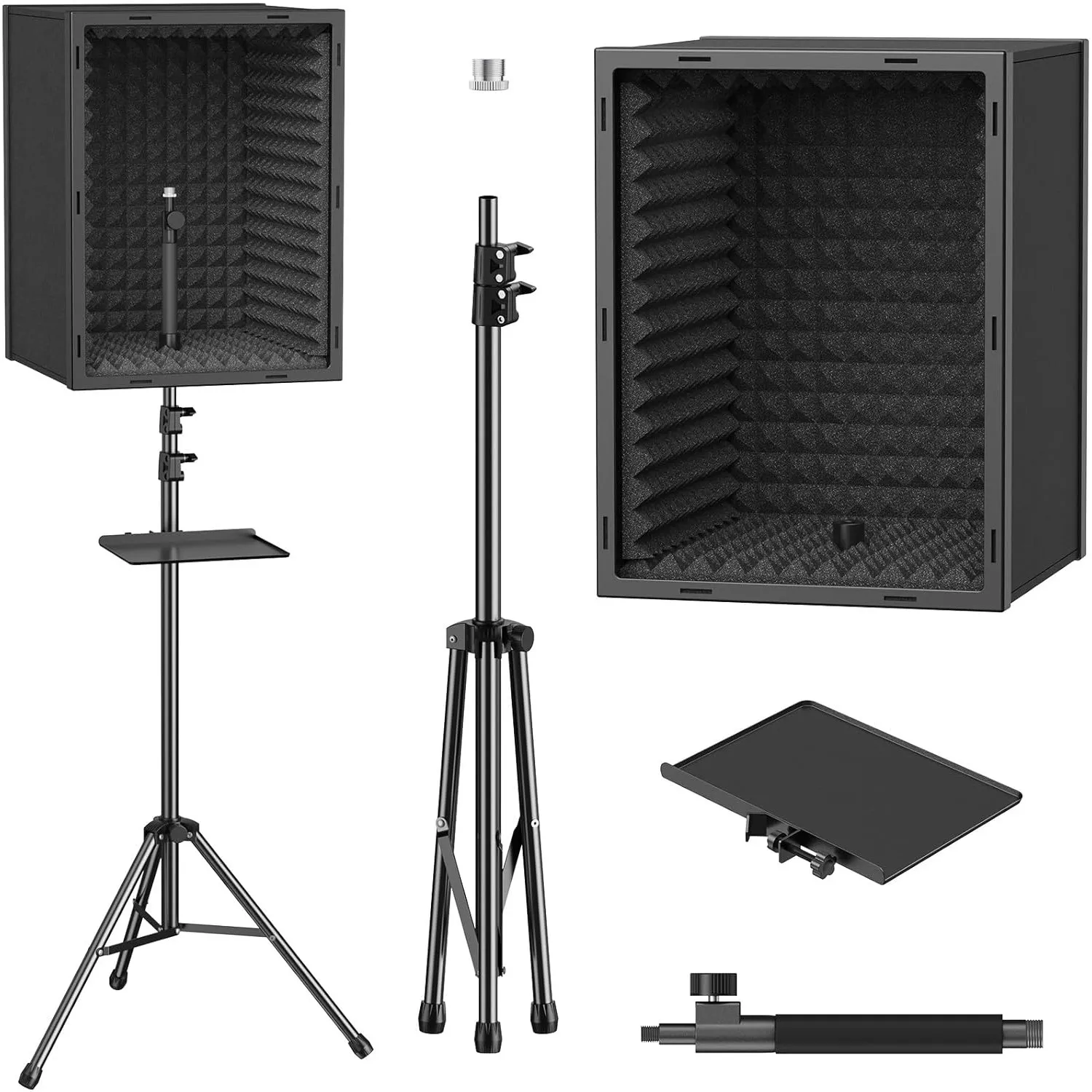 TONOR Microphone Isolation Shield for Studio, Framed Acoustic Foam Box for Recording, Tripod Stand Mic Filter for Sound…