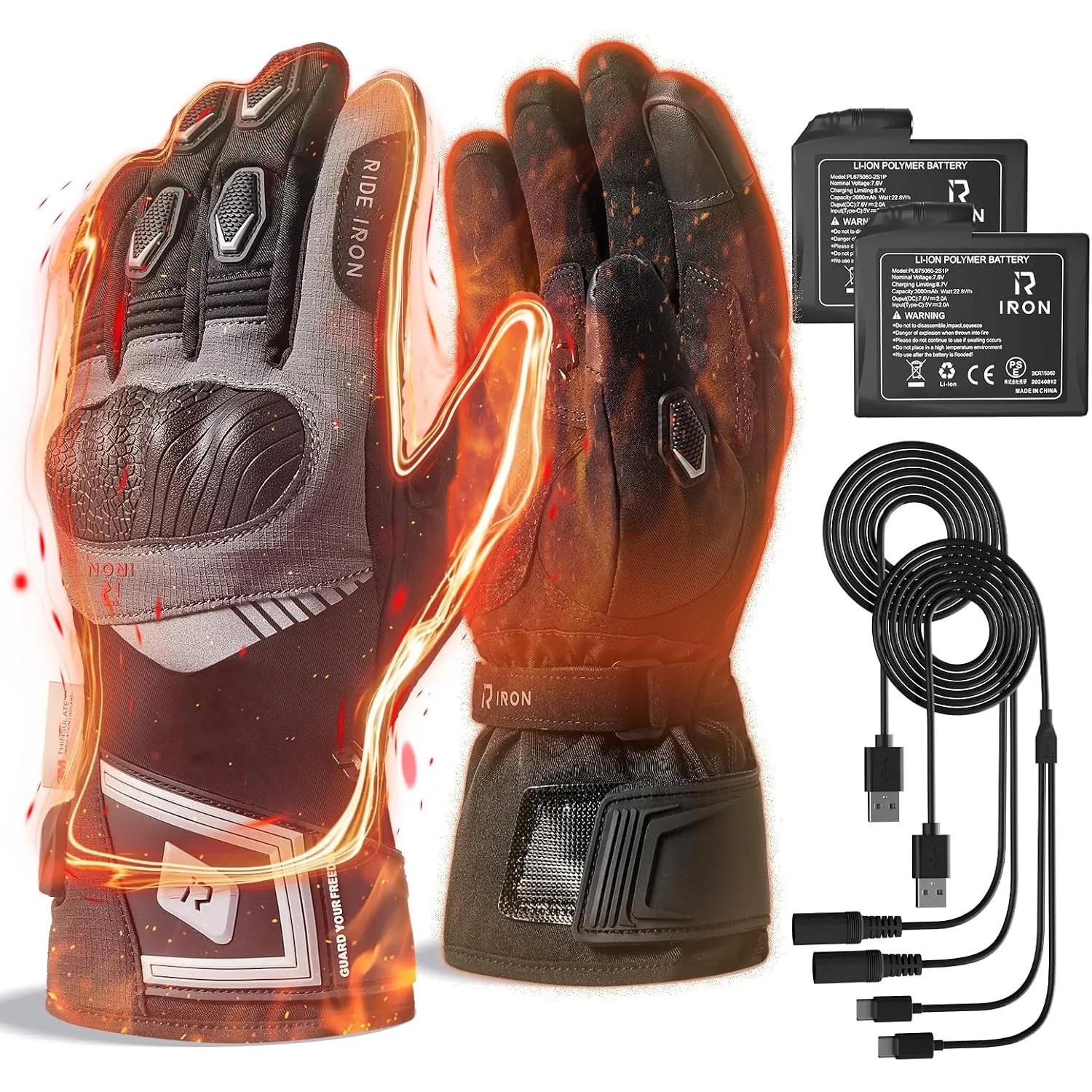 RIDEIRON Beheizbare Motorradhandschuhe 3000mAh Touchscreen MG7501H