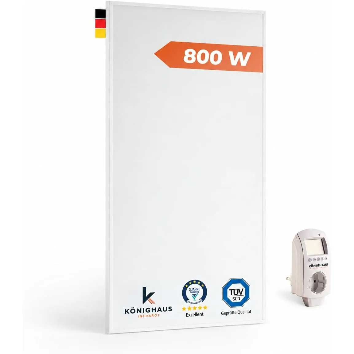 Könighaus Infrarotheizung 800 W - Smart Thermostat - 11-21 m²