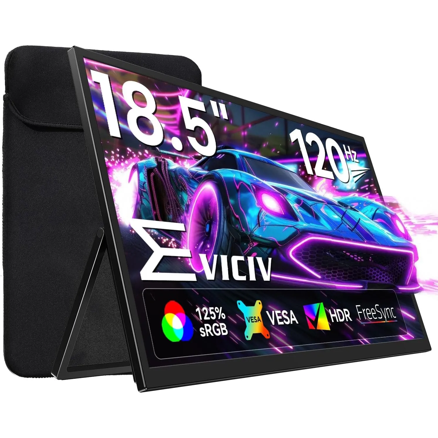 EVICIV Portable Monitor 18,5" 120Hz 125%sRGB 2000:1 mit Sleeve/VESA/Ständer