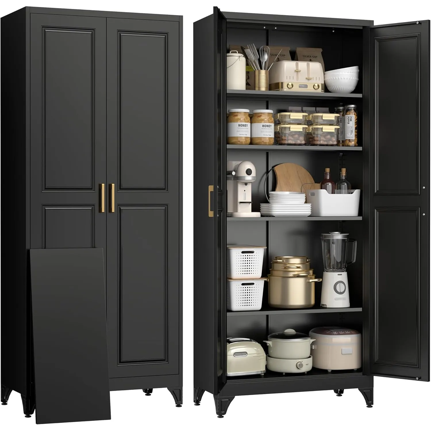 Metallschrank Stahlschrank 5 Ebenen 190x80x40cm Schwarz