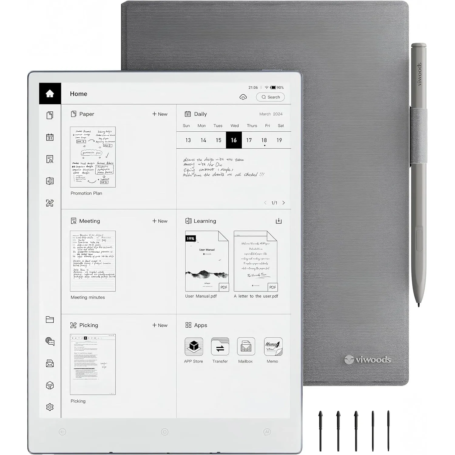 Viwood E-Ink-Tablet 10,65 Zoll mit KI, Carta 1300 und Stift