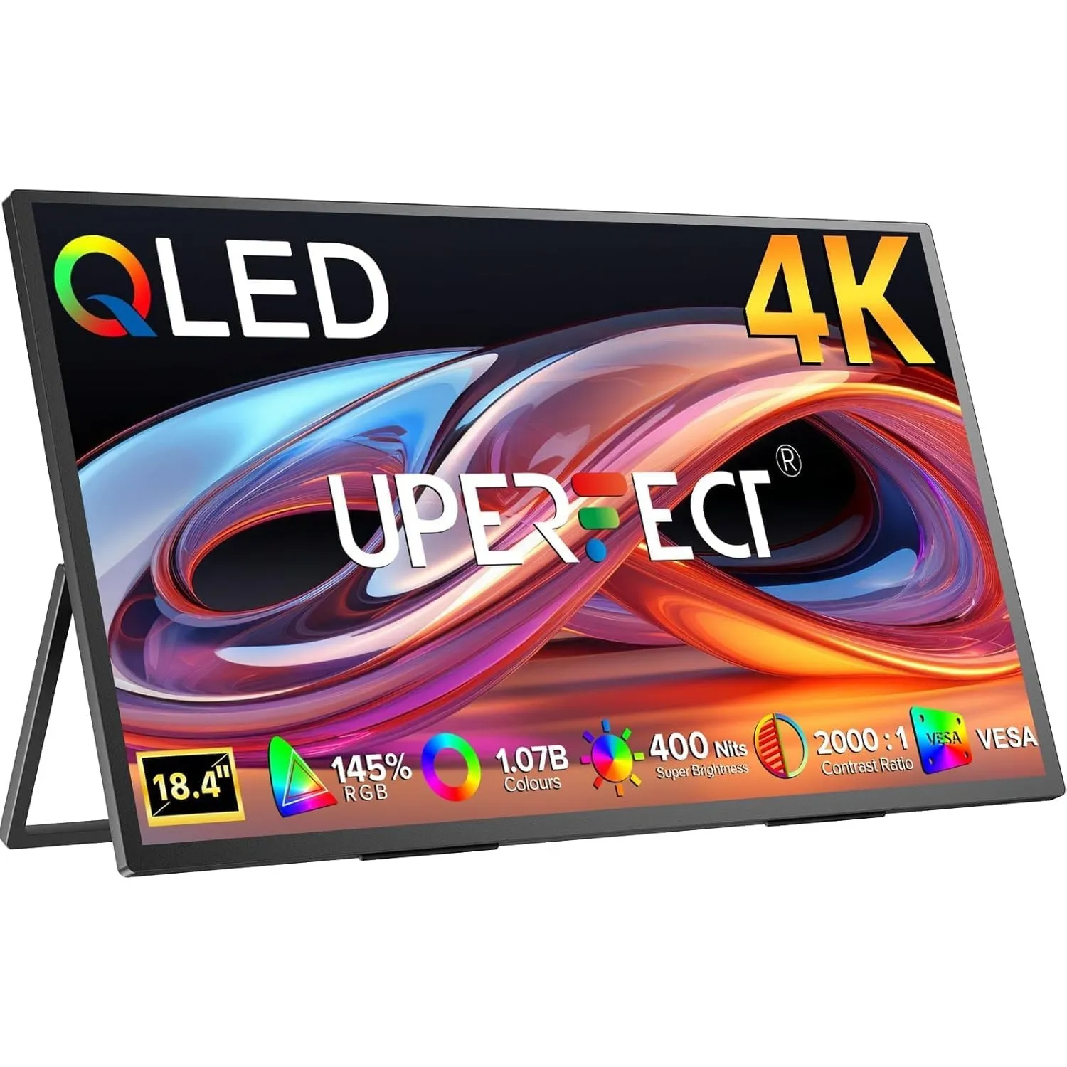 UPERFECT 18" 4K Portable Monitor, 145% sRGB 1.07B 2000:1, 3840x2160 UHD