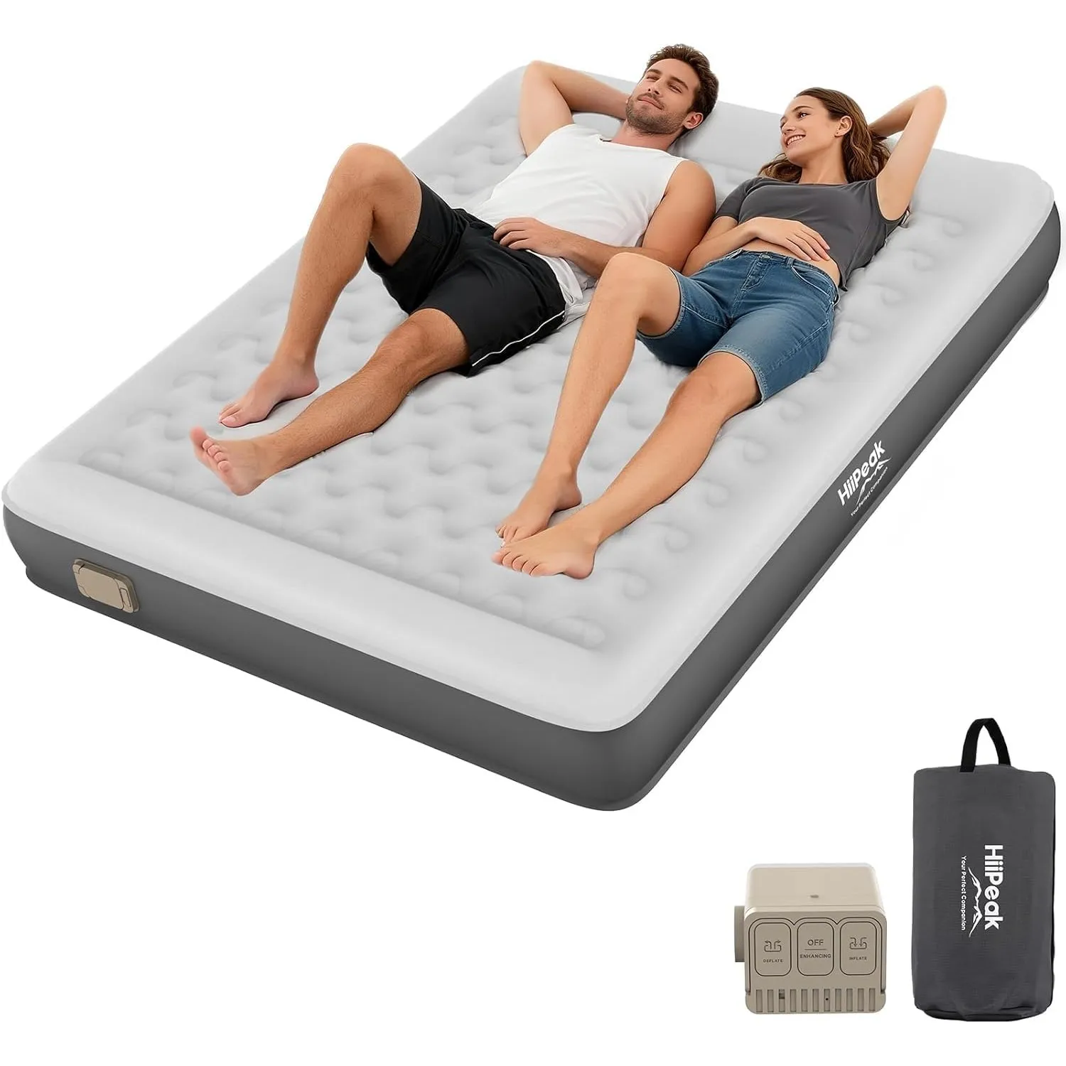HiiPeak TPU Luftbett für 2 Personen mit integrierter elektrischer Pumpe – Selbstaufblasende Luftmatratze, aufblasbare M…