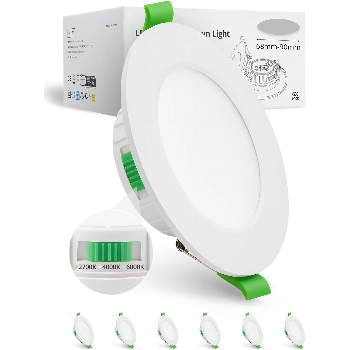 HOMEOW LED Einbaustrahler 230V 68mm – 90mm Lochmaß, 5W LED Spots