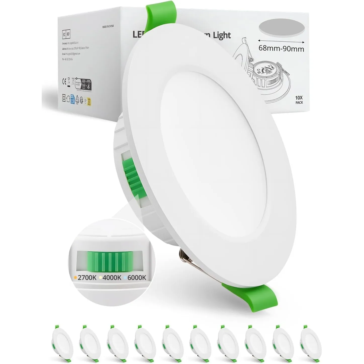 HOMEOW LED Einbaustrahler 230V 68mm – 90mm Lochmaß, 5W LED Spot
