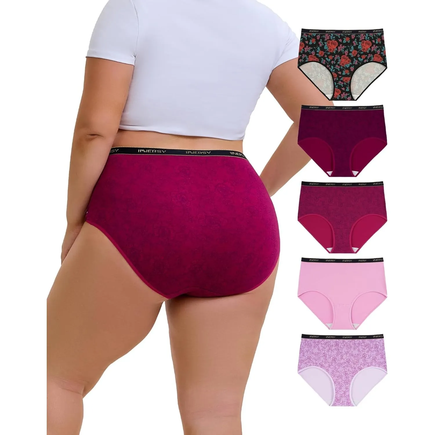 INNERSY Unterhosen Damen Große Größen Schlüpfer Baumwolle High Waist Slip Maxi Unterwäsche 5er Pack