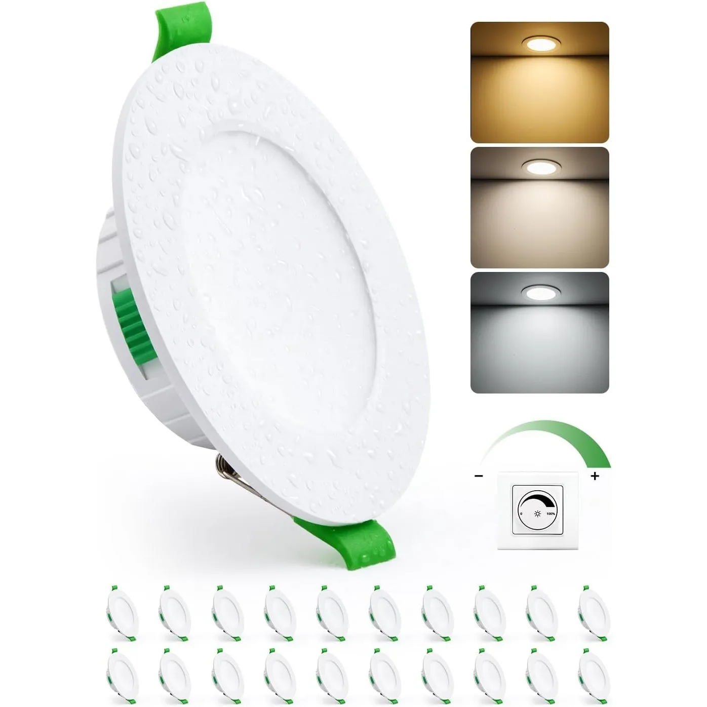 HOMEOW 20er Set LED Einbaustrahler 230V Dimmbar 68mm – 90mm Lochmaß