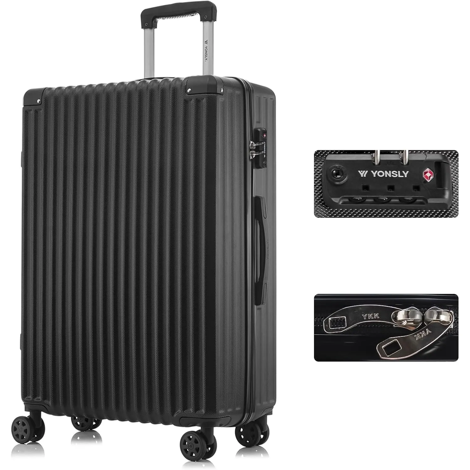 Premium Reisekoffer TSA-Schloss,YKK-Reißverschluss Hartschalen-Koffer Trolley Rollkoffer Suitcase Handgepäck 4 Rollen (…