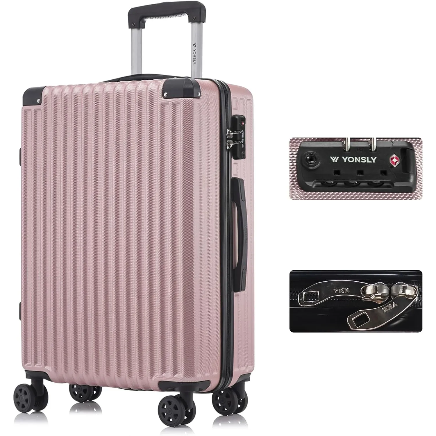 Premium Reisekoffer TSA-Schloss,YKK-Reißverschluss Hartschalen-Koffer Trolley Rollkoffer Suitcase Handgepäck 4 Rollen (…