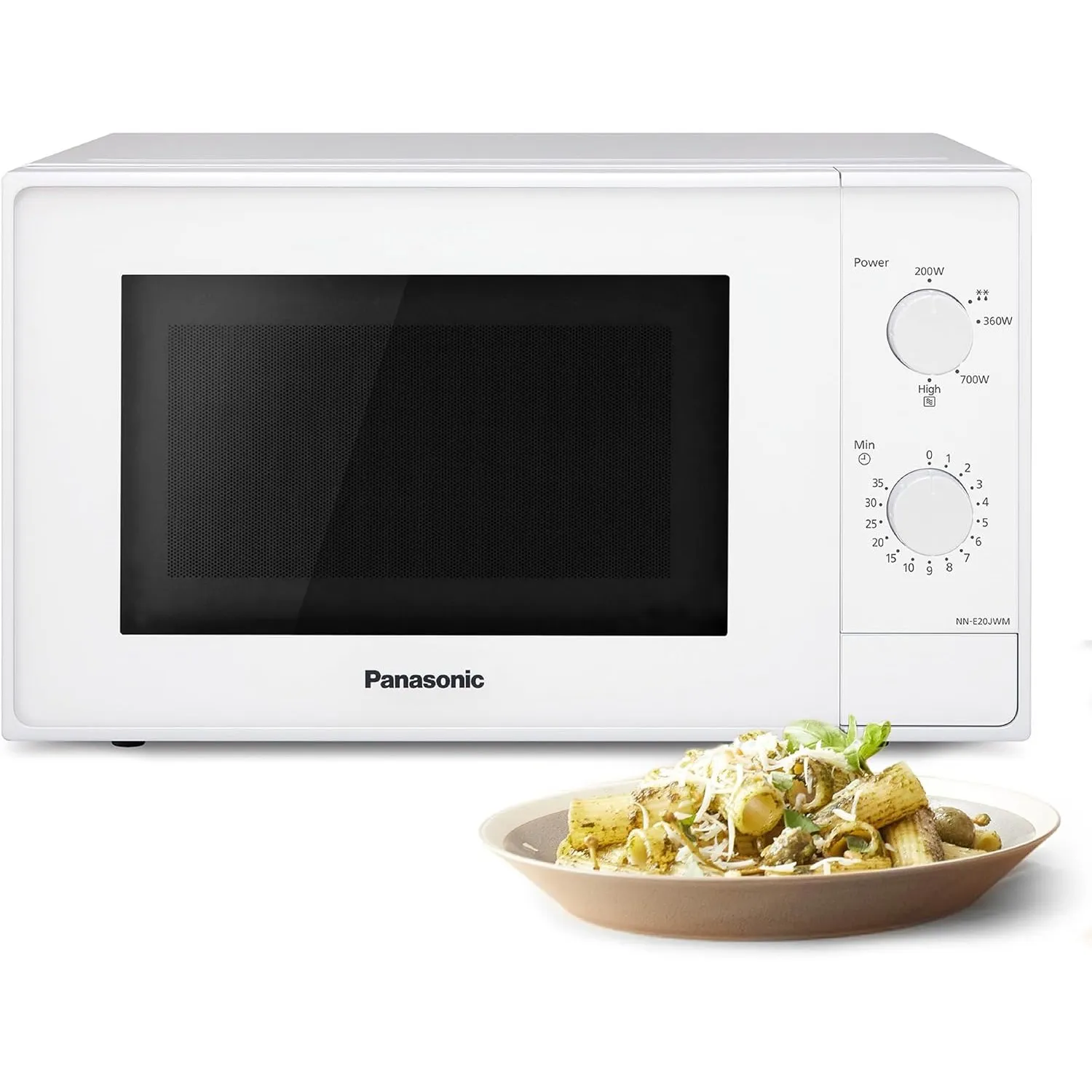 Panasonic NN-E20JWMEBG Mikrowellenofen mit Glasteller, 20L, 800W, Auftaufunktion, 5 Leistungsstufen, Timer, Weiß, 2025 …