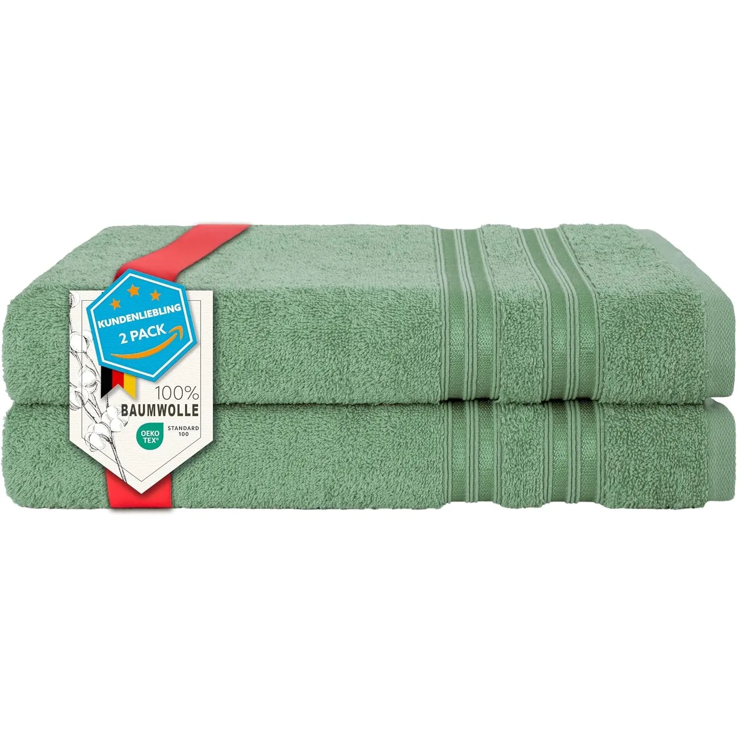 Hammetex Badetücher 2er Set 70x140 cm, Duschtuch, 100% Baumwolle Frottee