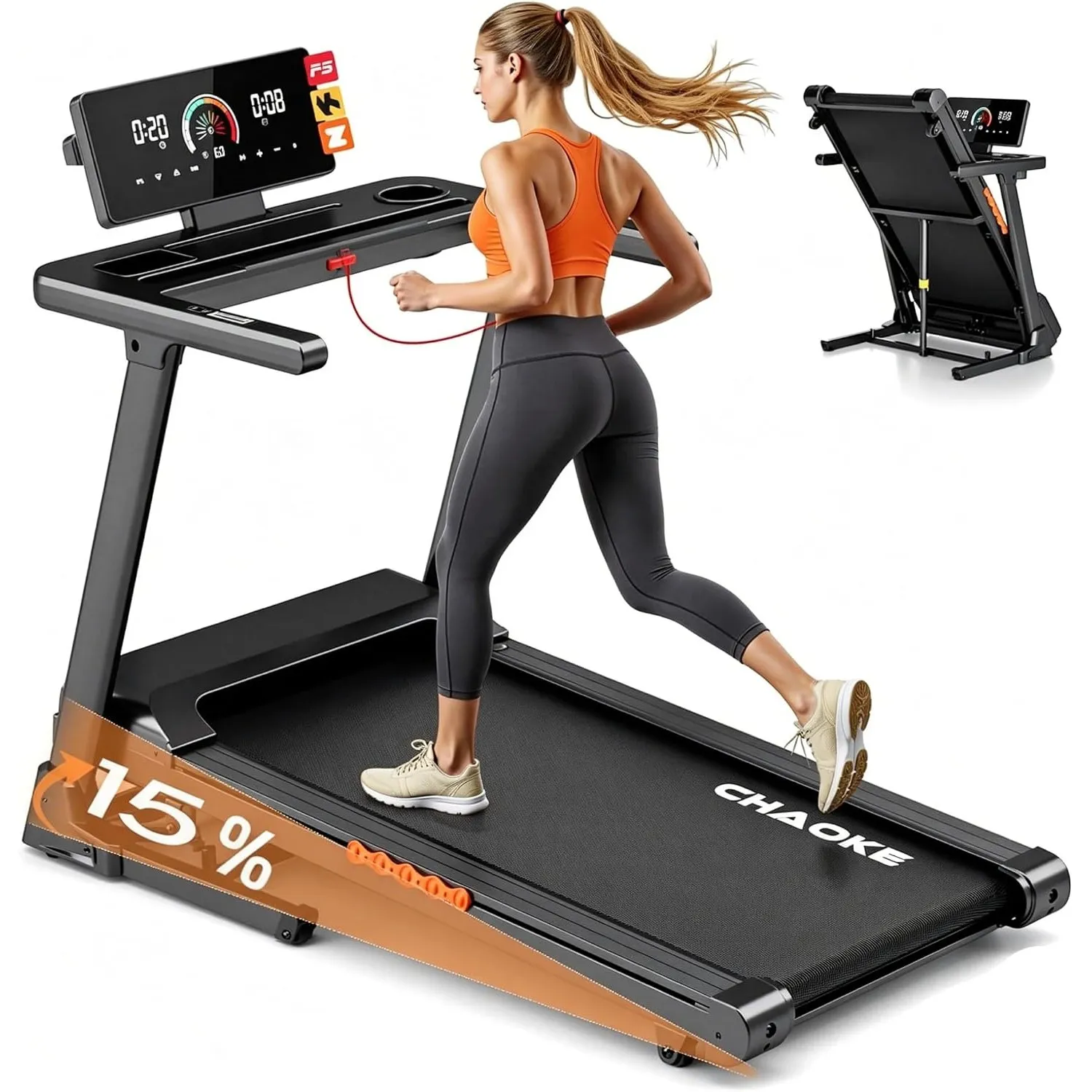 Laufband für Zuhause mit App, Leises Laufband bis 12km/h mit Lautsprechern, 5-in-1 Walking Pad klappbar mit 2,75HP Moto…