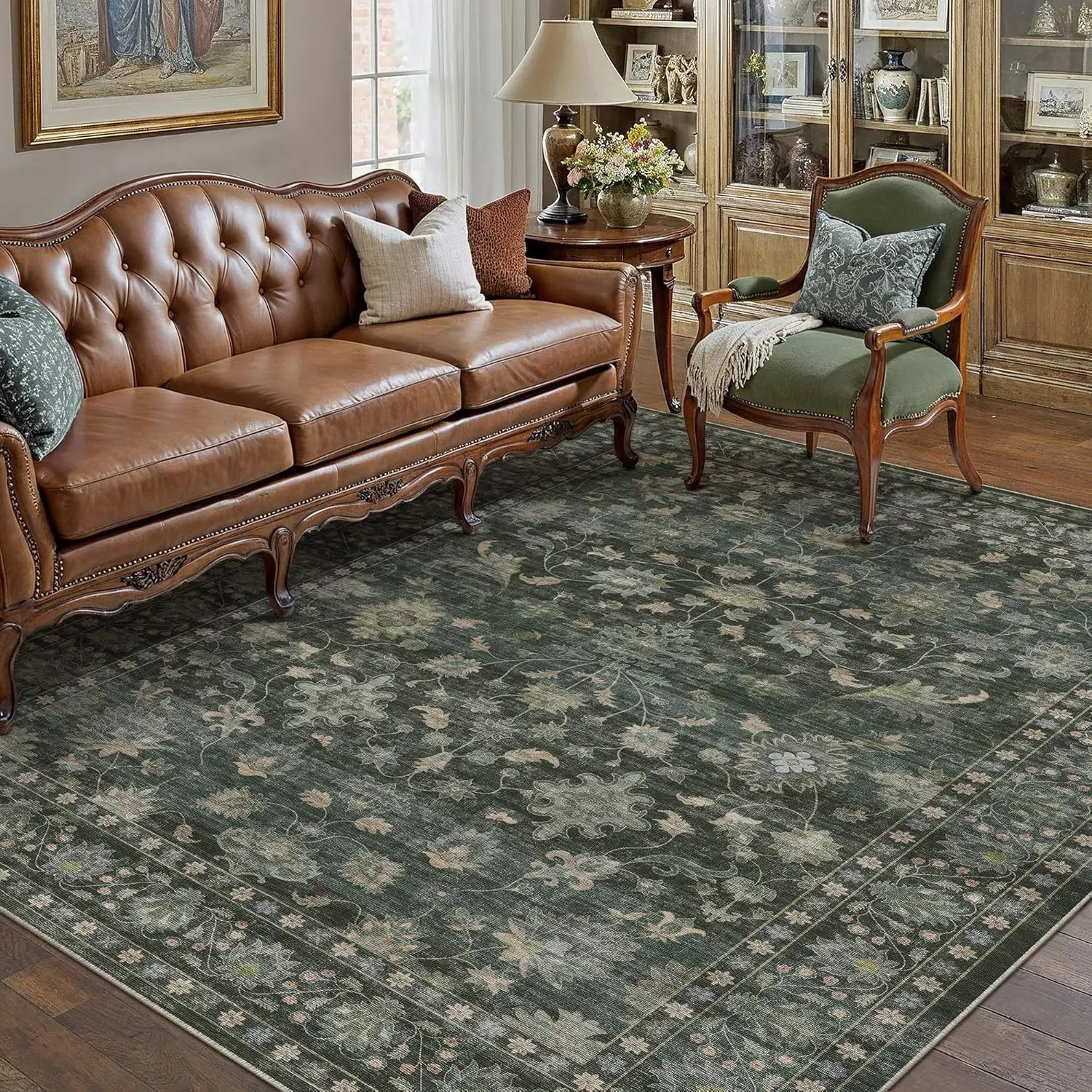 PureCozy Teppich Wohnzimmer 160x230cm Waschbarer Teppiche,Grün