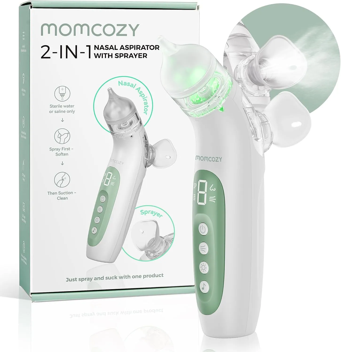 Momcozy BN007 BreezyClear 2-in-1 Baby Nasal Aspirator, 4 Adjustable Levels, Quiet & Portable Nasal Aspirator Baby with …