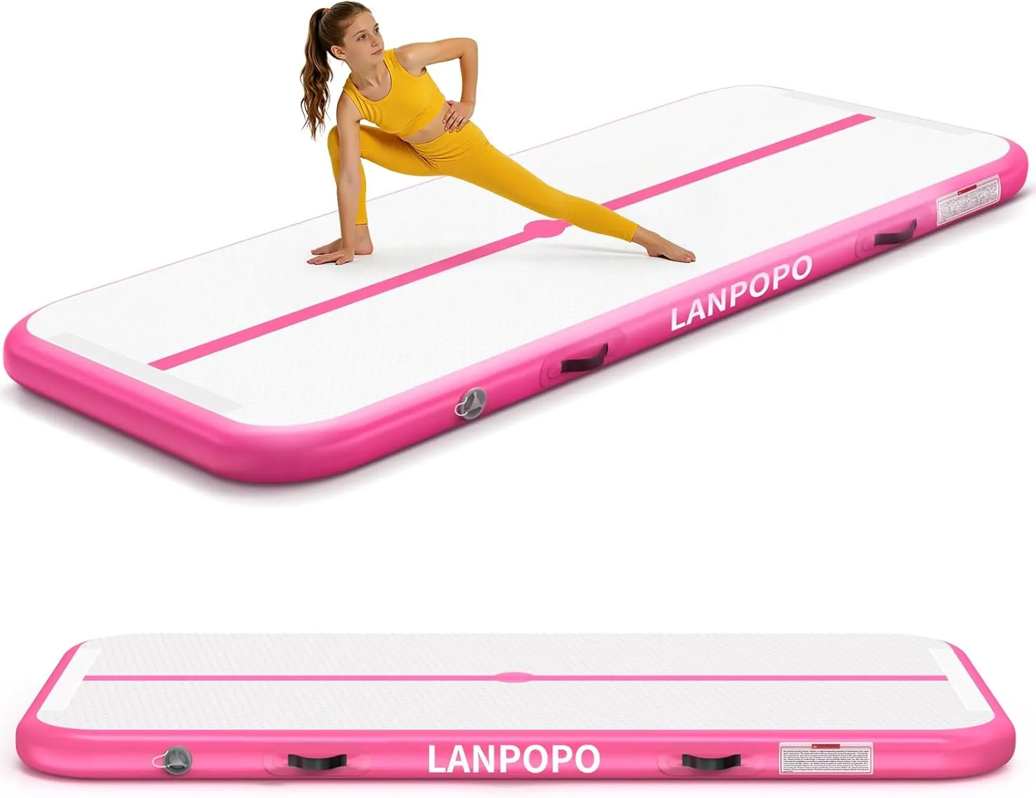 Airtrack Gymnastikmatte – Aufblasbare Turnmatte 2M/3M/4M/5M in Pink, Luftdicht, Weich Aber Stabil, Einfach Aufzubauen &…