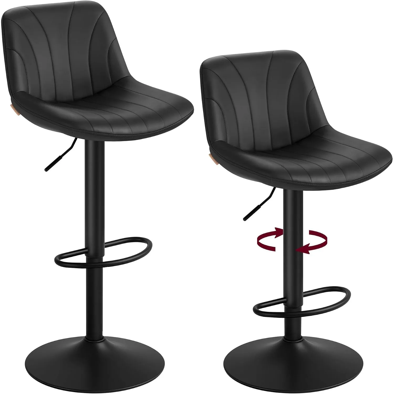VASAGLE Barhocker 2er Set, drehbar, höhenverstellbar, PU-Leder