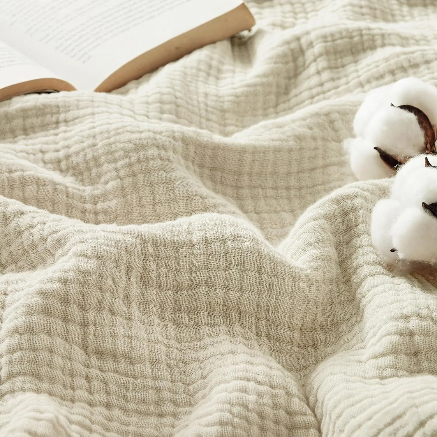 BEDSURE Musselin Decke 100% Baumwolldecke Tagesdecke - Gazedecke für Couch, Weich und Leicht Sofadecke & Blanket, Somme…