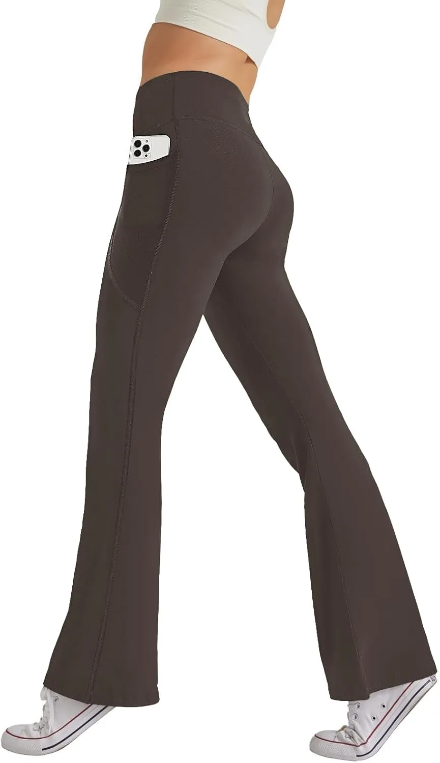 Glacspyg Women's Trousers with Pockets Yoga Trousers Leisure Jogging Bottoms High Waist Sports Trousers Elastic Wide Bo…