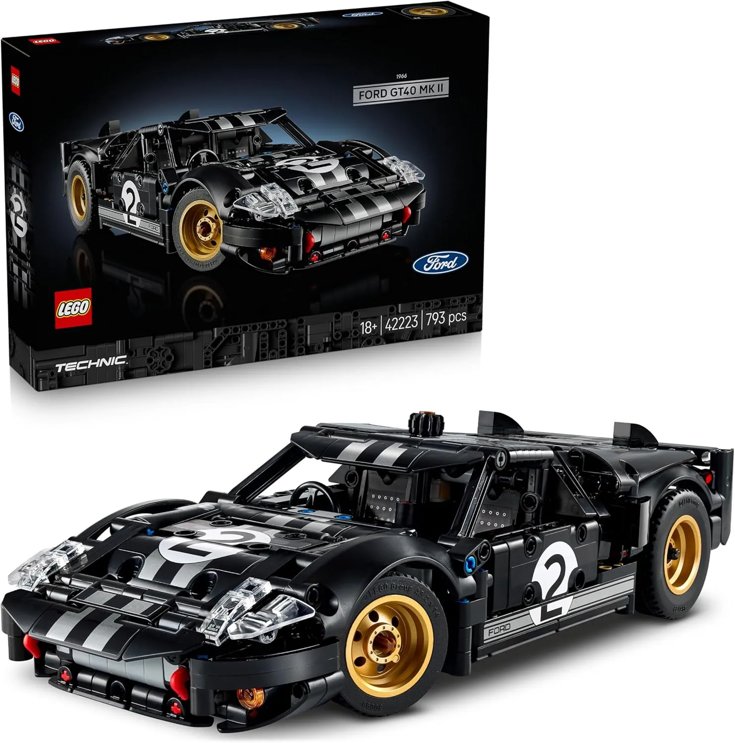 LEGO Technic 1966 Ford GT40 MKII Rennwagen - Bauset für Erwachsene - Modellauto zum Sammeln mit Lenkung und V8-Motor - …