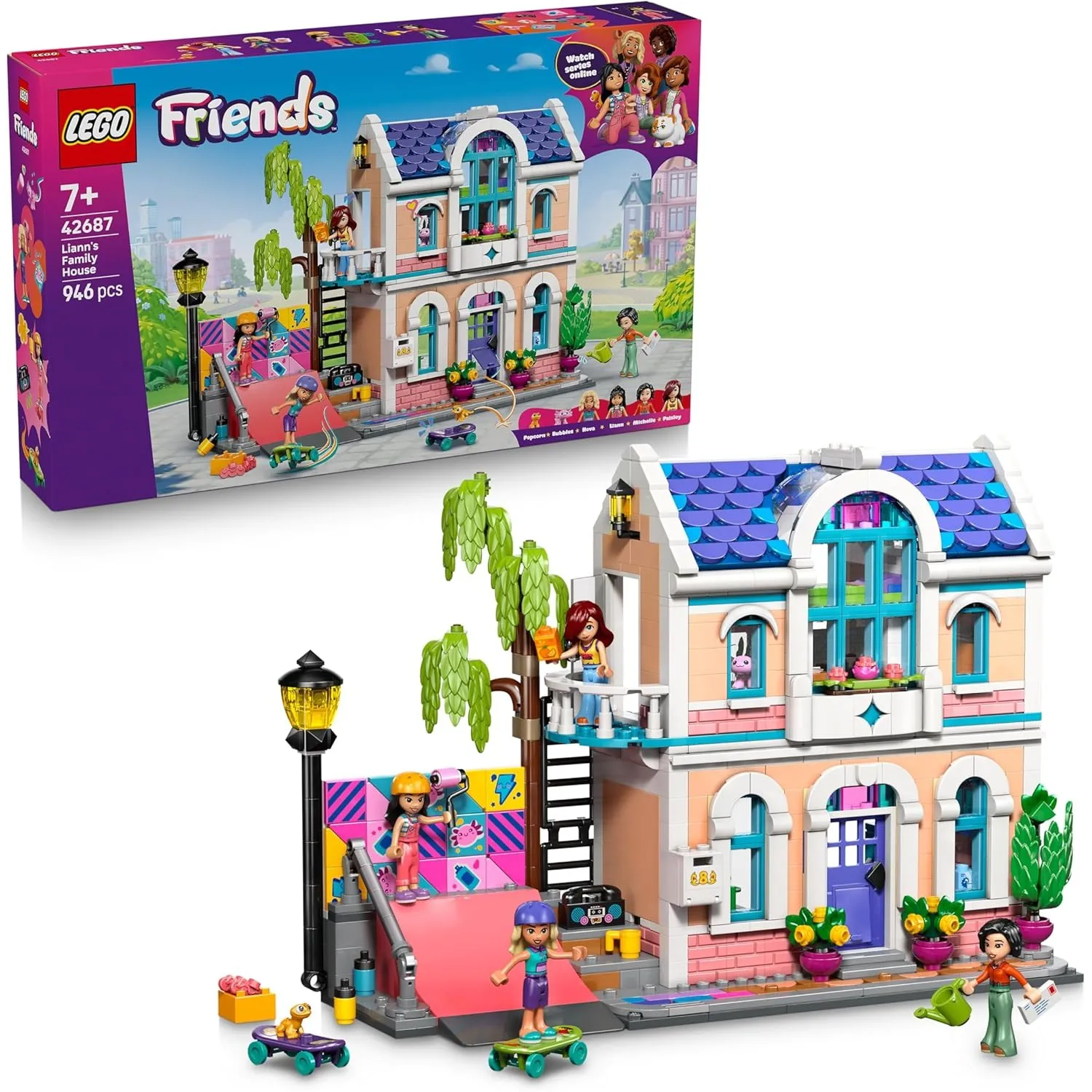 LEGO Friends Lianns Familienhaus - Miniatur Spielset mit Garten, 4 Mini Puppen, Axolotl- & Gecko Tierfigur sowie Zubehö…