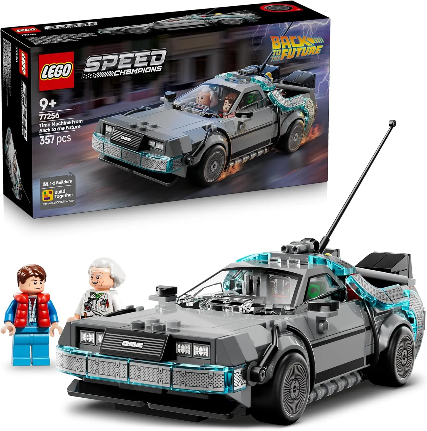 LEGO Speed Champions Zeitmaschine aus Zurück in die Zukunft - Kinder Spielzeug mit Automodell und 2 Minifiguren - Marty…