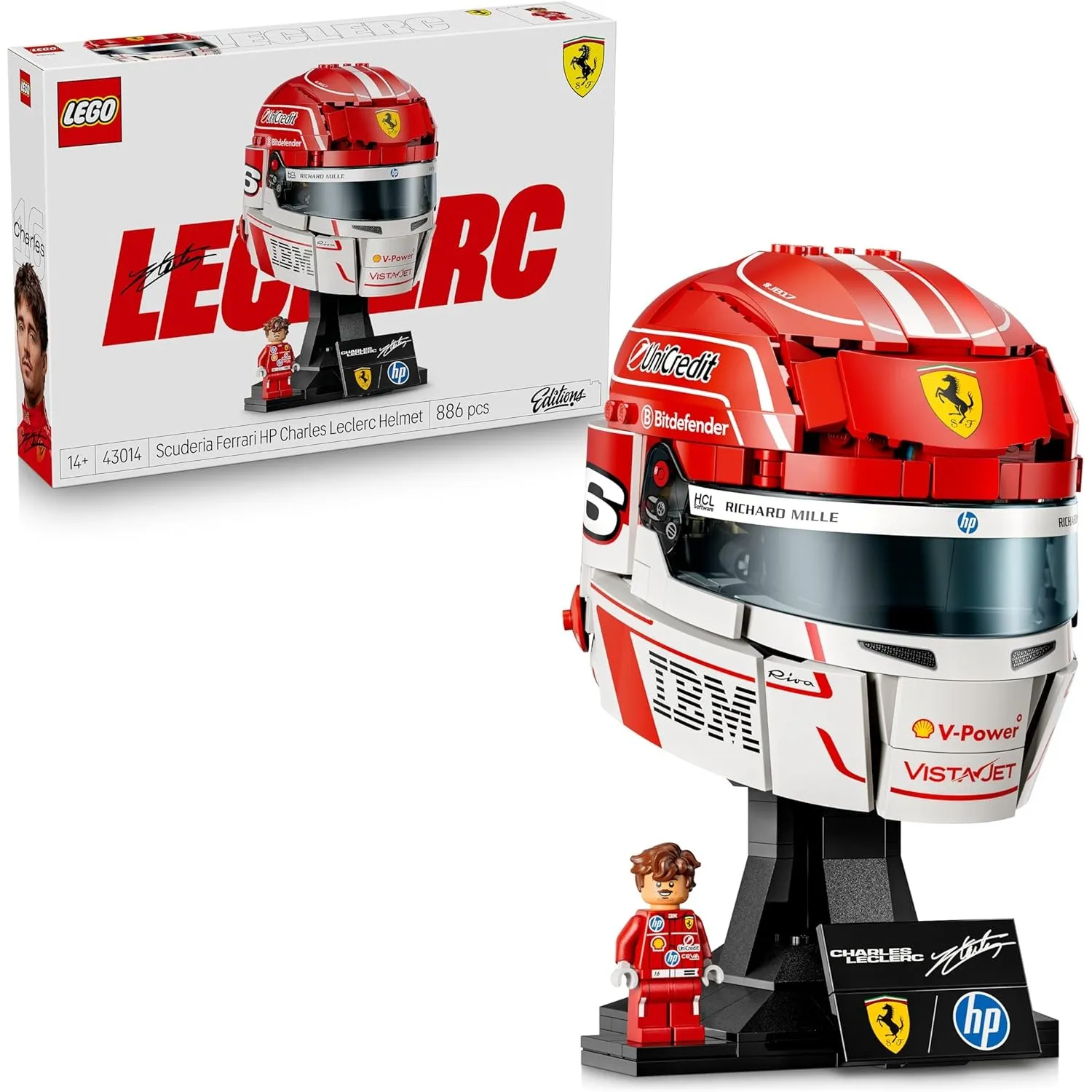 LEGO Editions Scuderia Ferrari HP Charles Leclerc Helm - F1 Merchandise - Ausstellungsmodell Bausatz mit sammelbarer Mi…