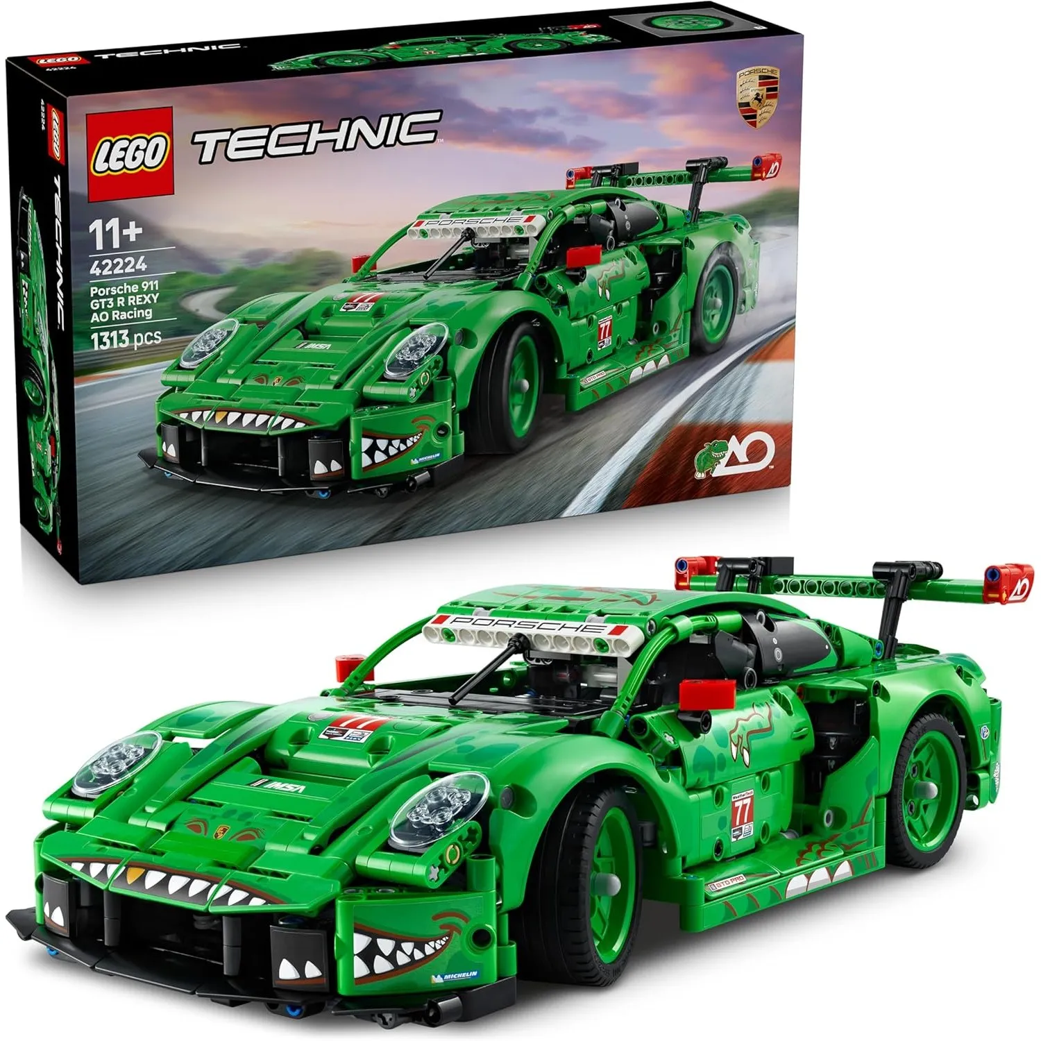 LEGO Technic Porsche 911 GT3 R Rexy AO Racing Rennwagen - Porsche Modellauto - Rennwagen zum Sammeln und Ausstellen - P…