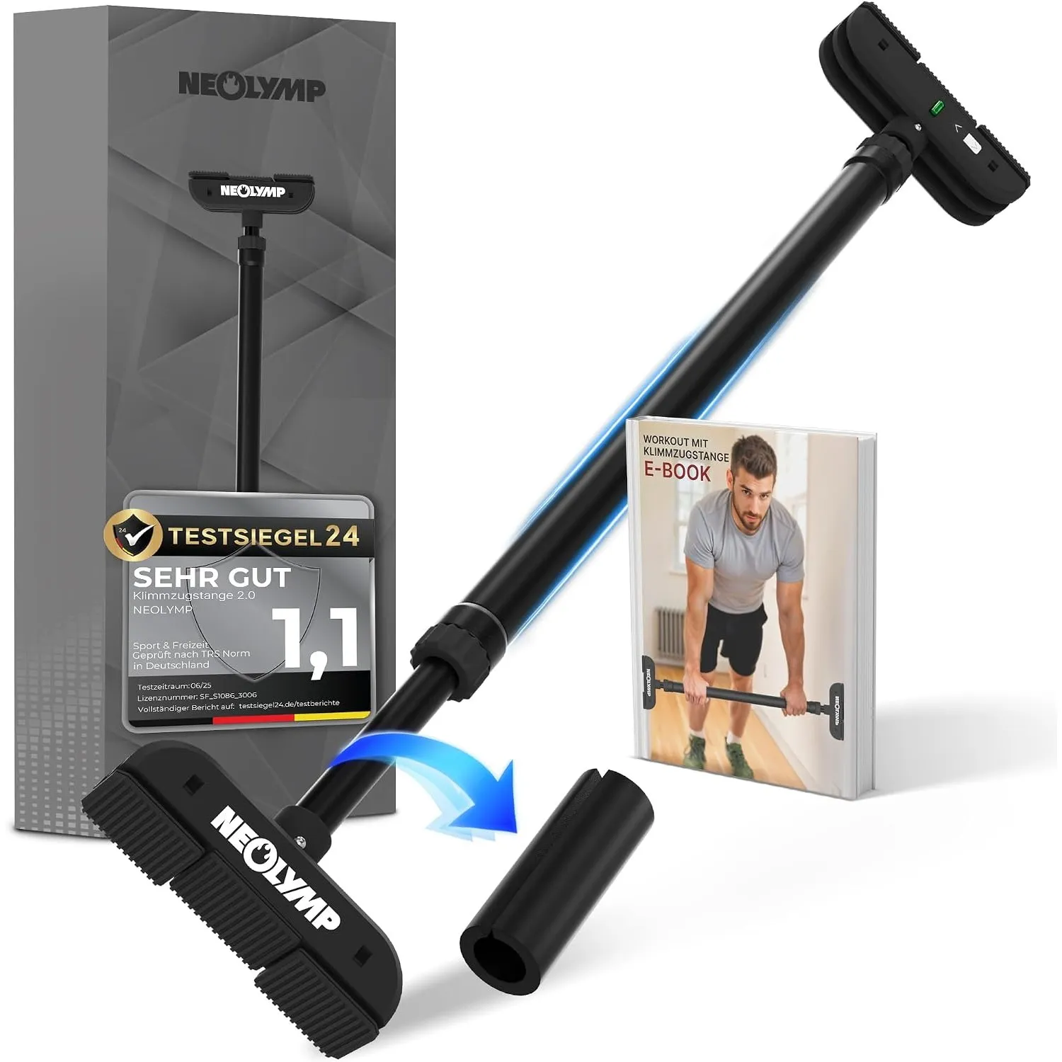 NEOLYMP Premium Klimmzugstange Türrahmen - Türreck mit einstellbarer Höhe, Breite & Tiefe 15–43 cm - Reckstange mit 150…