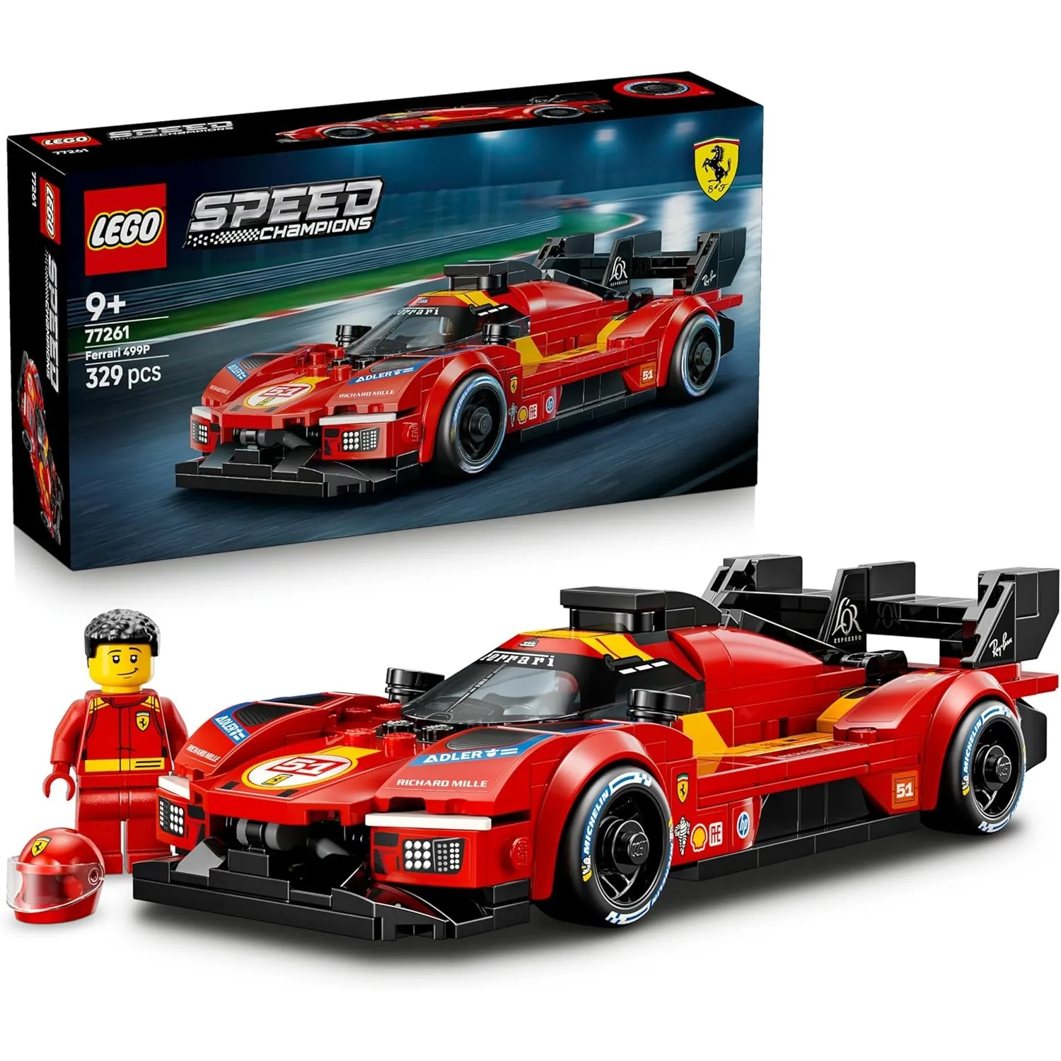 LEGO Speed Champions Ferrari 499P - Rennwagen Spielzeug - Mint Modellbau mit Fahrer Minifigur zum Sammeln - Motorsport …
