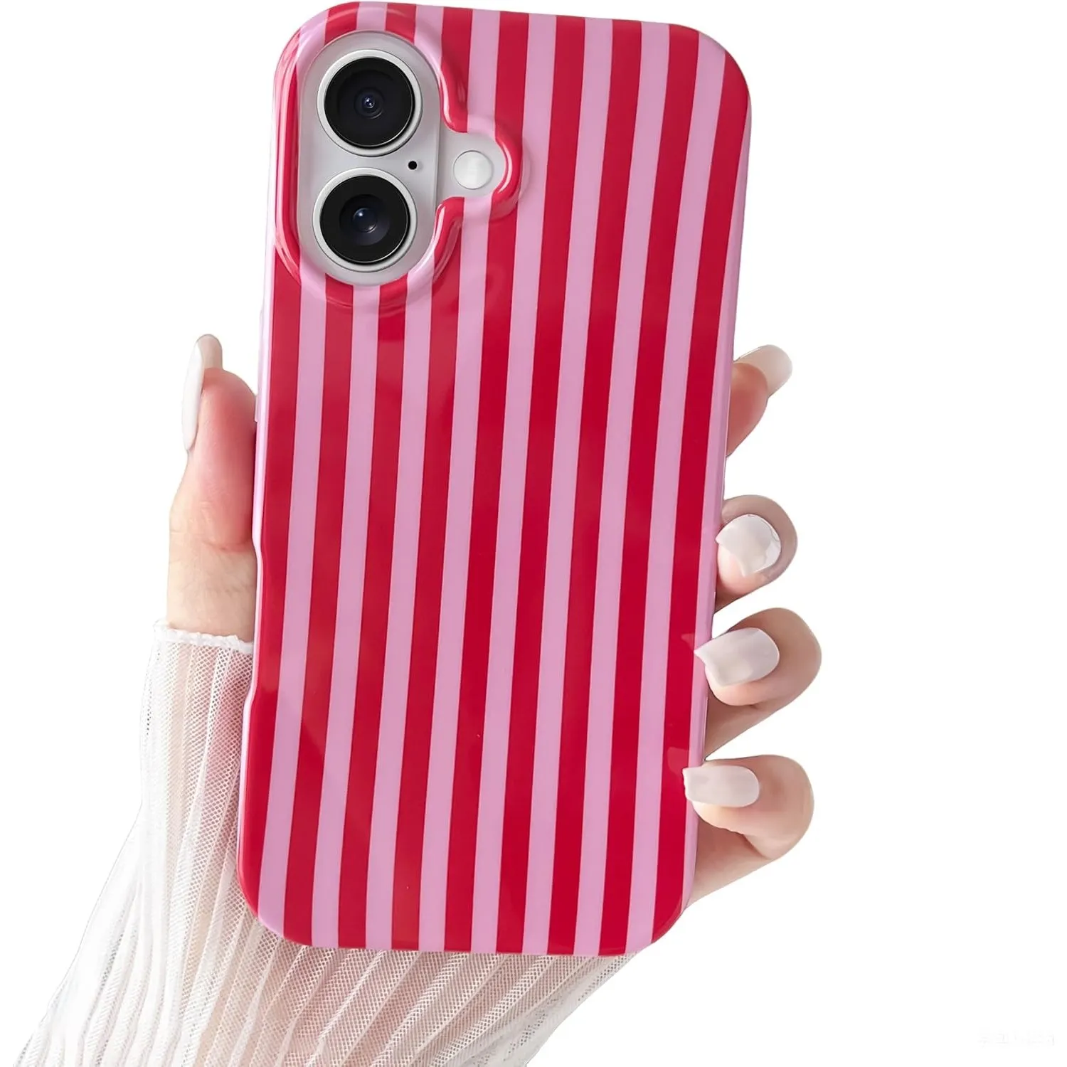 Kompatibel mit iPhone 16 Hülle, Süßes Striped Handyhülle, Weiches TPU, Schlanke, Stoßfeste Telefonabdeckung für Frauen …