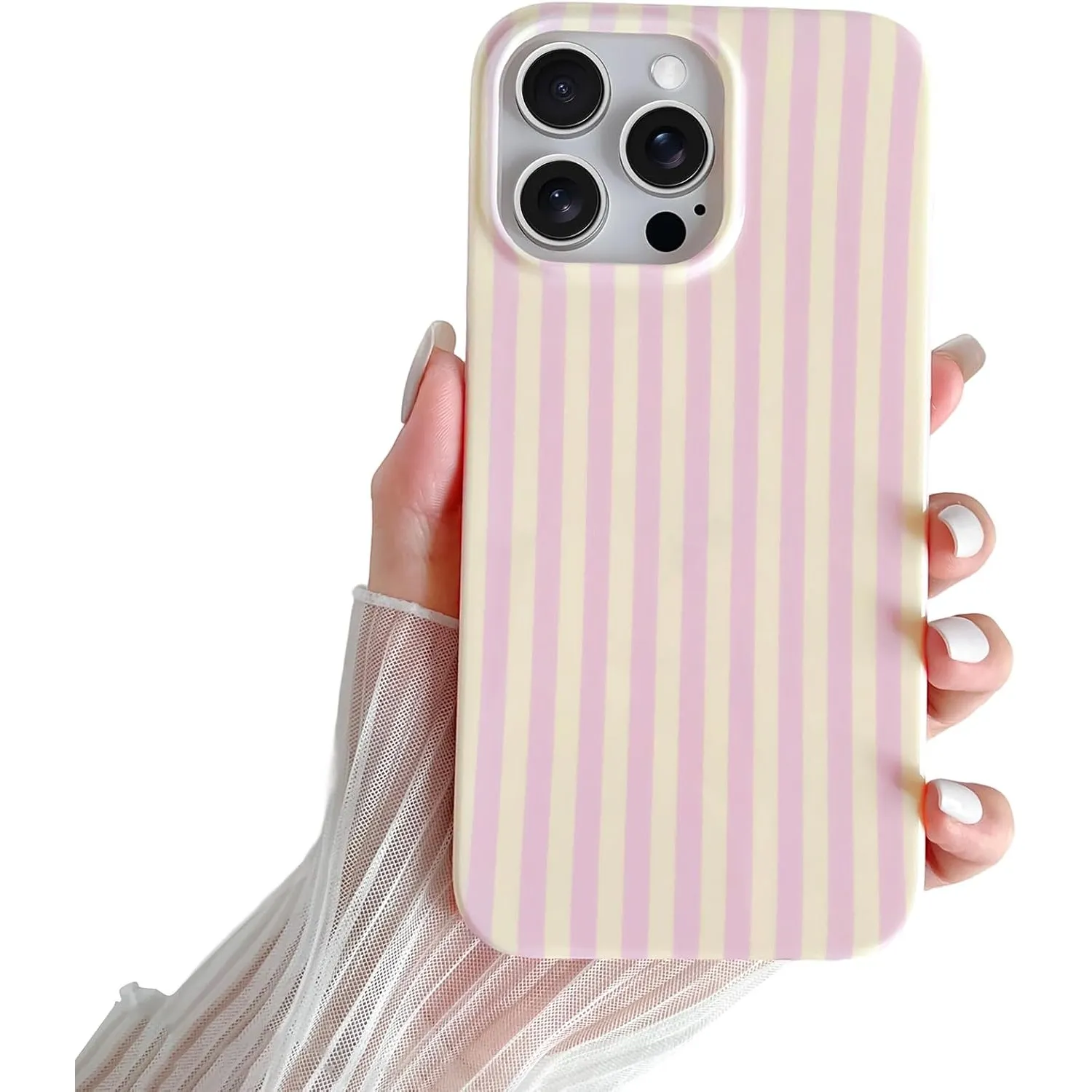 Kompatibel mit iPhone 16 Pro Hülle, Süßes Striped Handyhülle, Weiches TPU, Schlanke, Stoßfeste Telefonabdeckung für Fra…