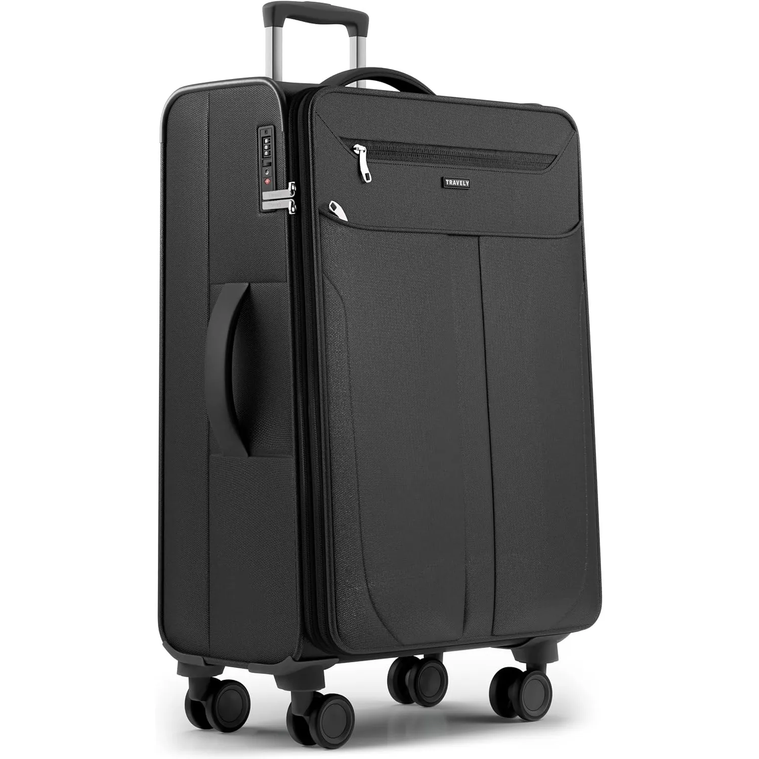 Travely Stoffkoffer XL - Großer Reisekoffer mit 4 Rollen und TSA Zahlenschloss - Leichter Weichschalen Koffer mit Dehnf…