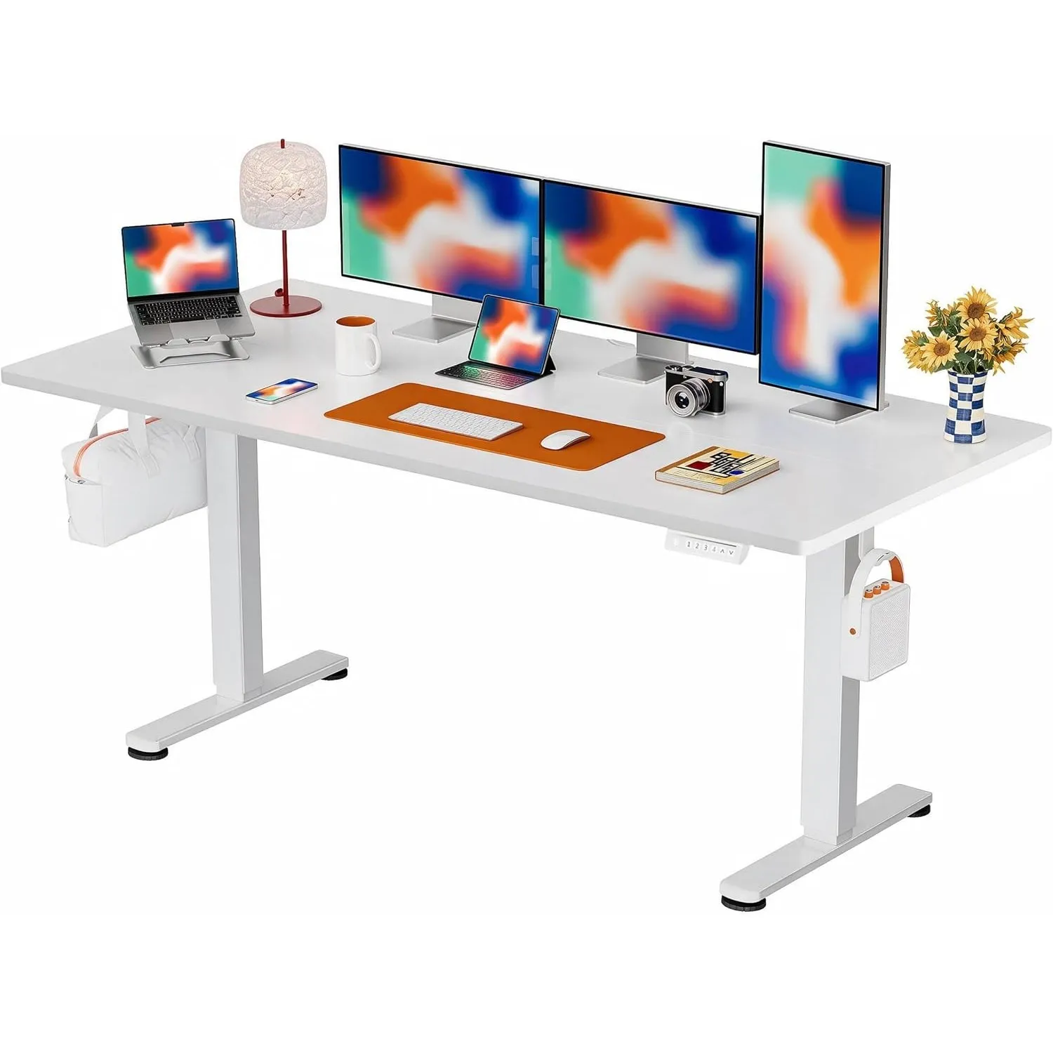 ErGear Höhenverstellbarer Schreibtisch 160x80cm 4-Speicher Geteilte Platte