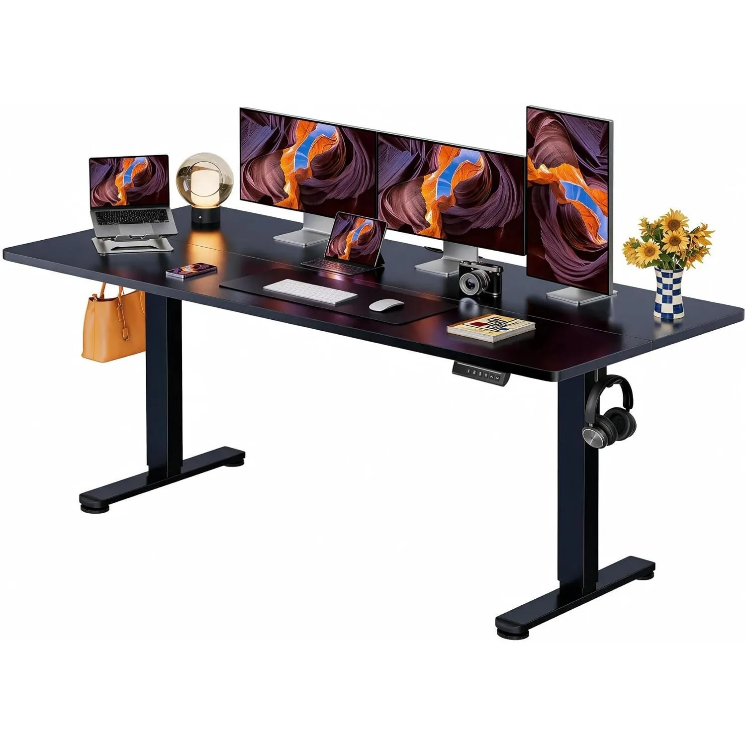 ErGear Höhenverstellbarer Schreibtisch 160x80cm 4-Speicher Geteilte Platte