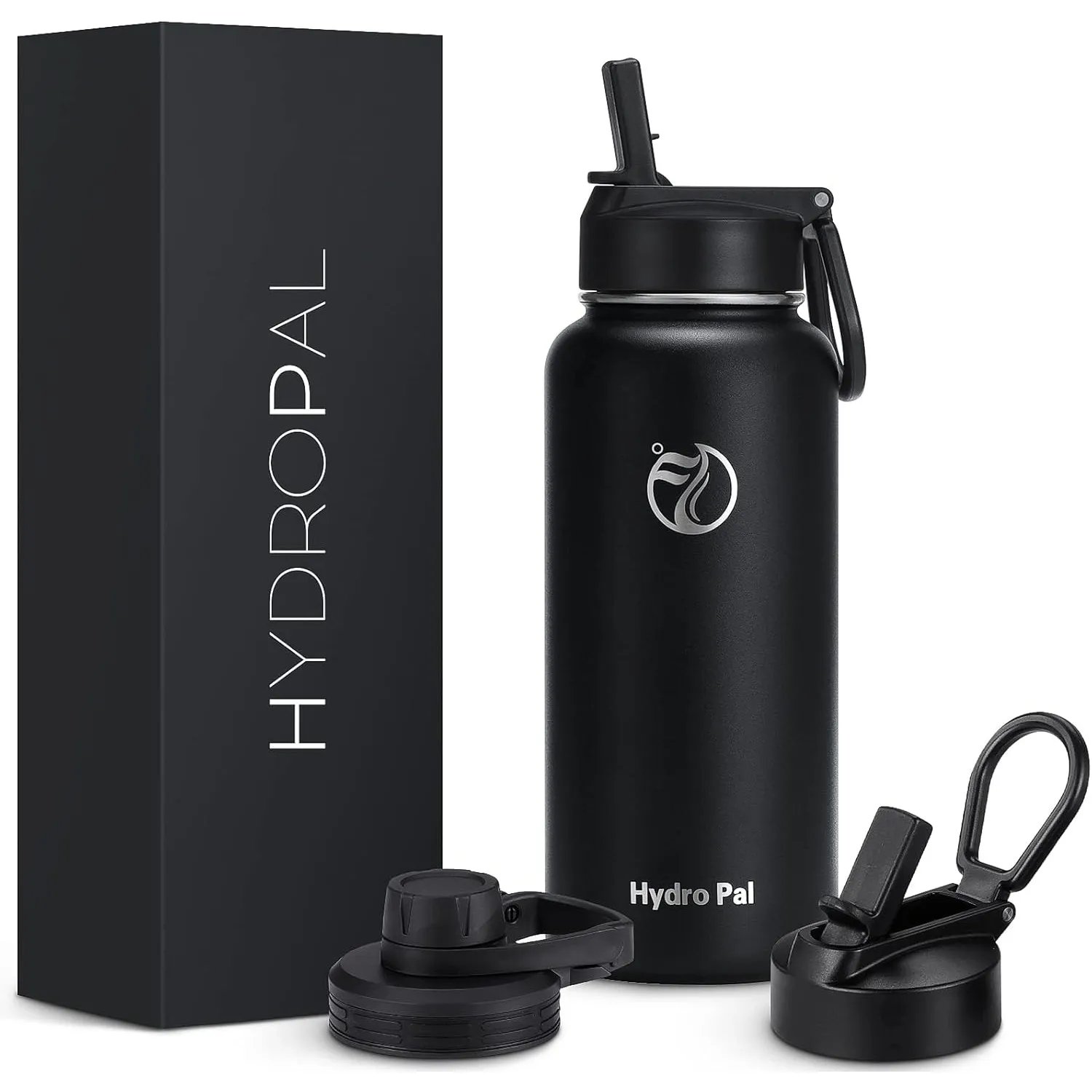 HydroPal 1.9L Edelstahl Isolierflasche,Trinkflasche mit Strohhalm 2 Deckel | BPA-frei, 24h kalt & 12h heiß Vakuumflasch…