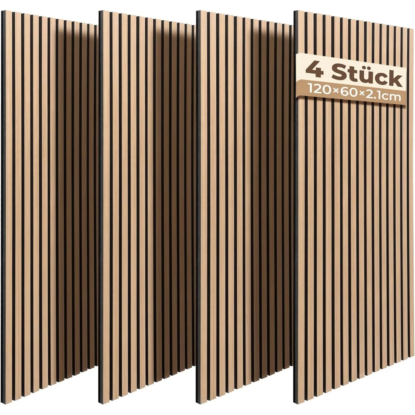 Akustikpaneele 120x60x2,1 cm, Ohuhu 4 Stück Schallschutzplatten in Holzoptik, Modernes Wandpaneel mit Hoher Schallabsor…