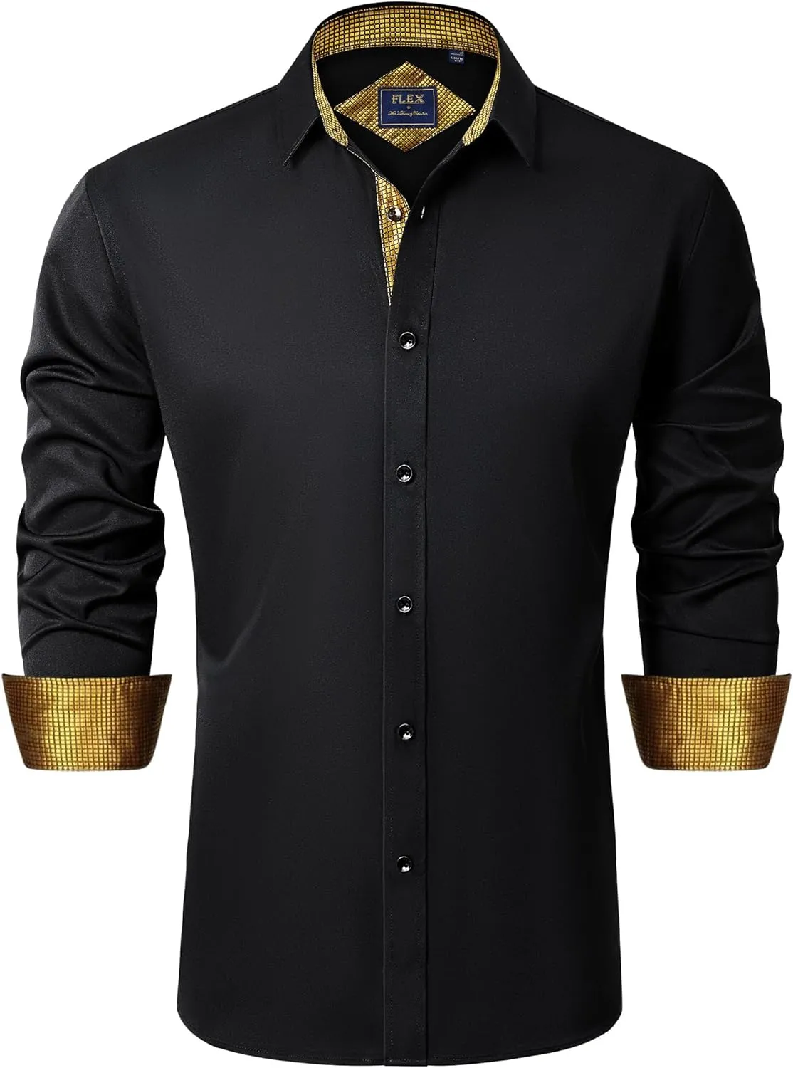J.VER Men’s Shirt, Regular Fit, Long-Sleeved Casual Shirt, Regular Business Shirt, Elastic, Patterned