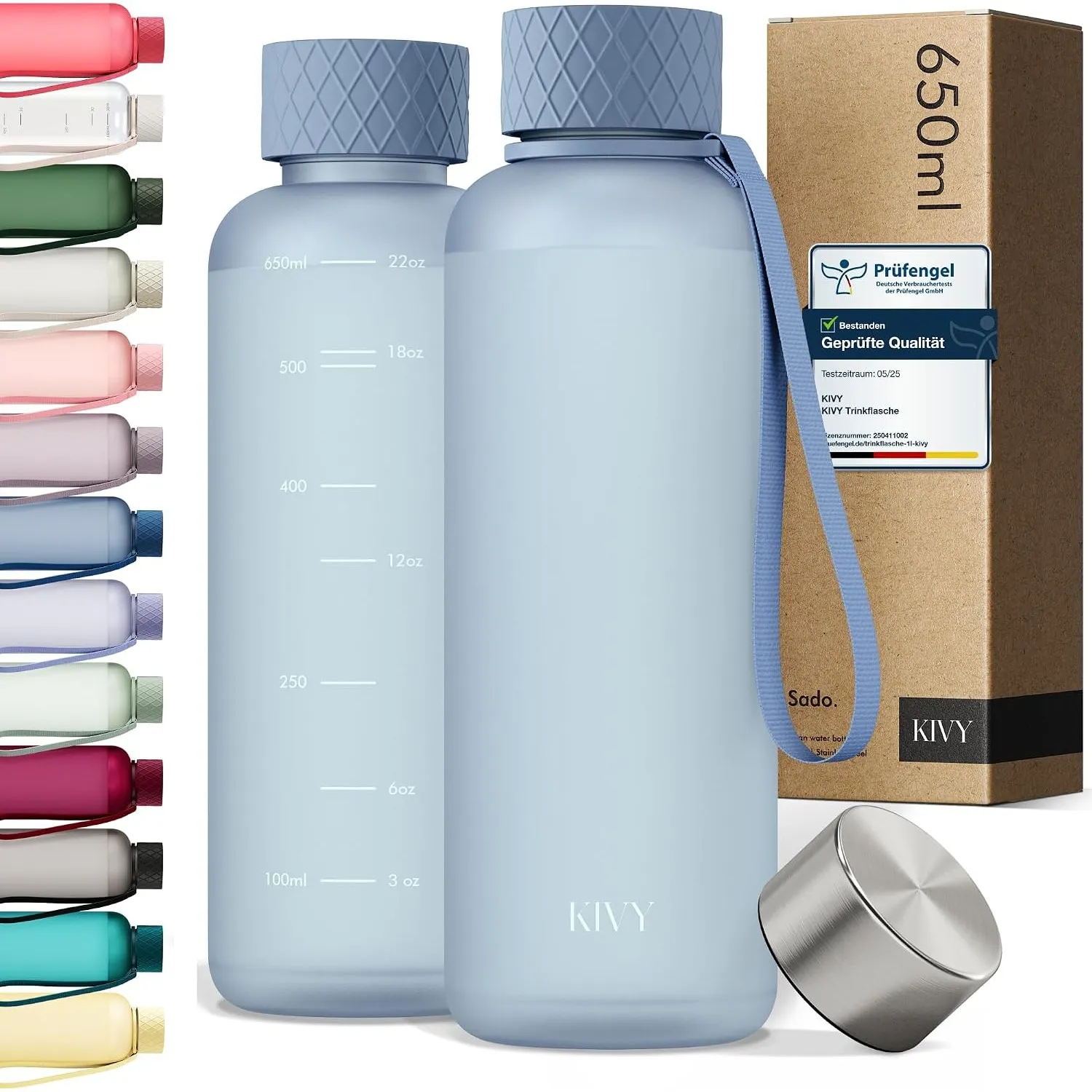 KIVY Trinkflasche 650ml aus Tritan - Auslaufsicher & Spülmaschinenfest | Für Sport, Schule & Büro - Sport Trinkflasche …