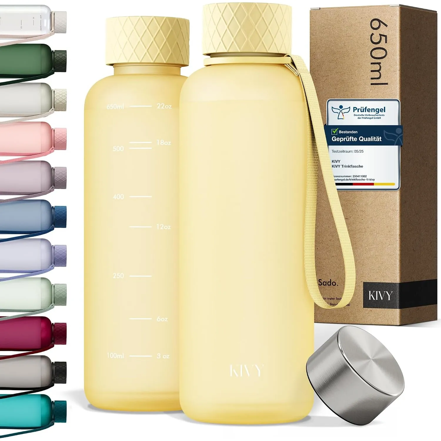 KIVY Trinkflasche 650ml aus Tritan - Auslaufsicher & Spülmaschinenfest