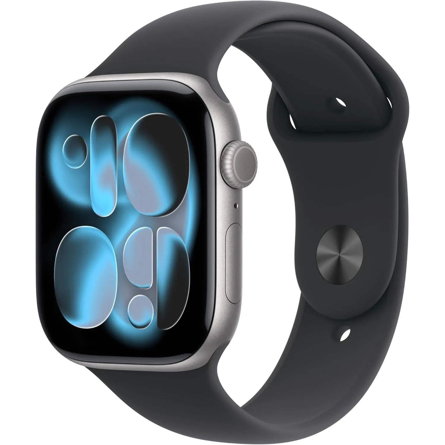Apple Watch Series 11 GPS + Cellular 46 mm Smartwatch mit Aluminiumgehäuse in Space Grau und Sportarmband in Schwarz (M…